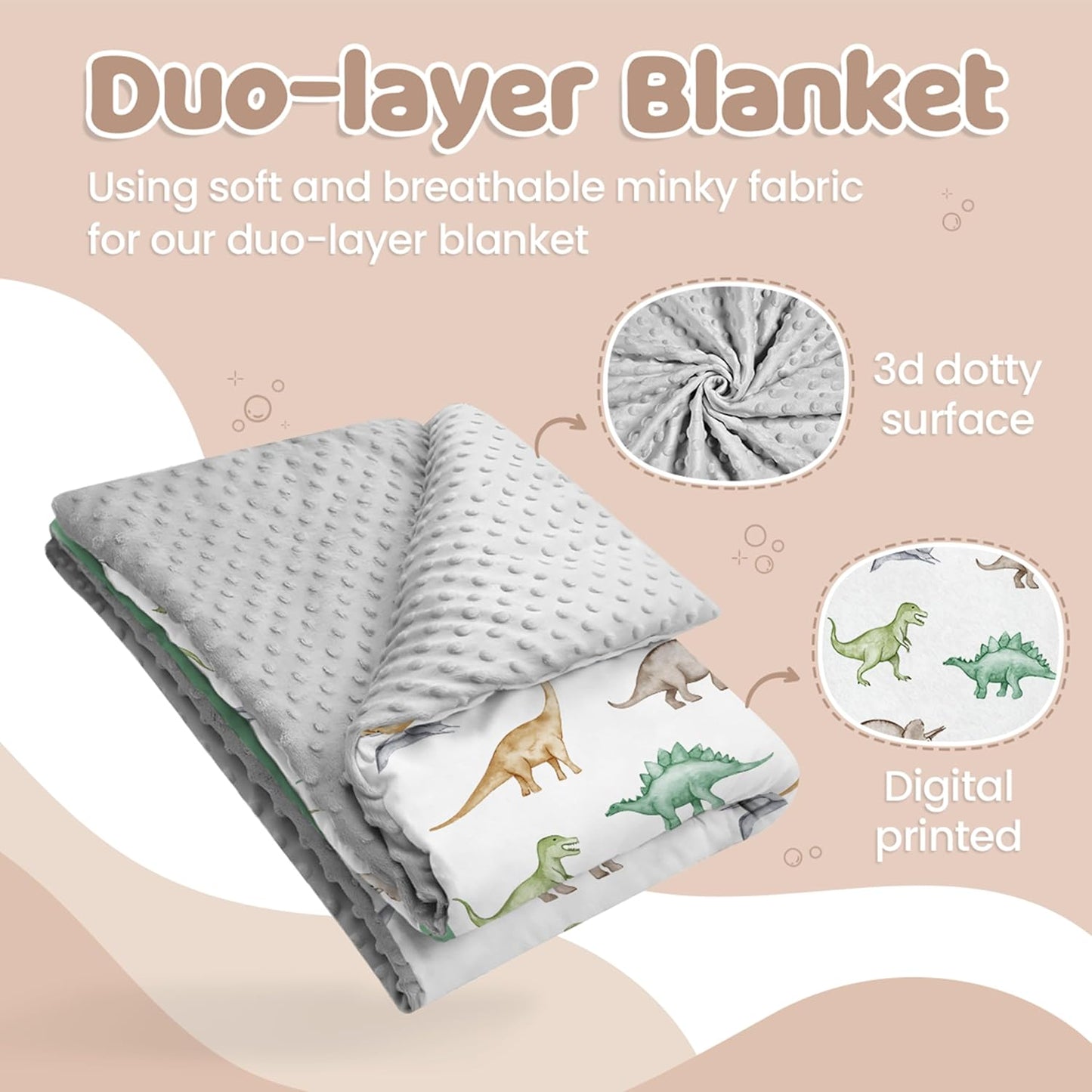 SANDJEST Dinosaurs Blanket for Boys - 30 x 40 Minky Kid Blankets Gift for Kids on Christmas Birthday