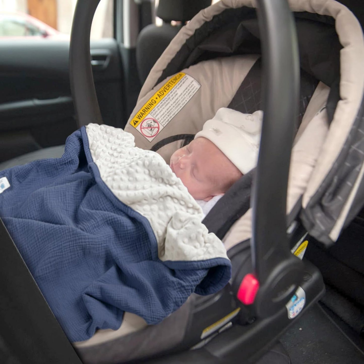 lulumoon Baby Blanket for Newborn Receiving: Minky Dot & Muslin Lightweight - Thermal Blanket Gift for Baby Shower & Hospital Welcoming 30"x40"（Blue）