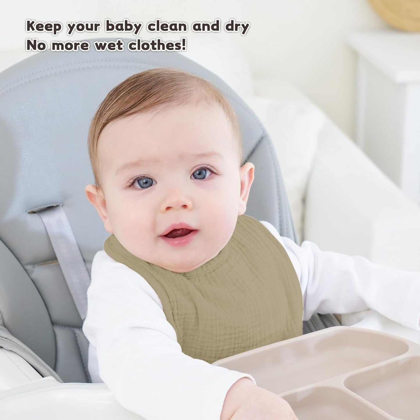 Susurration Muslin Baby Bibs 8 Pack Bandana Drool Bibs, Soft Square Adjustable Baby Drooling Bibs for Unisex Girls & Boys