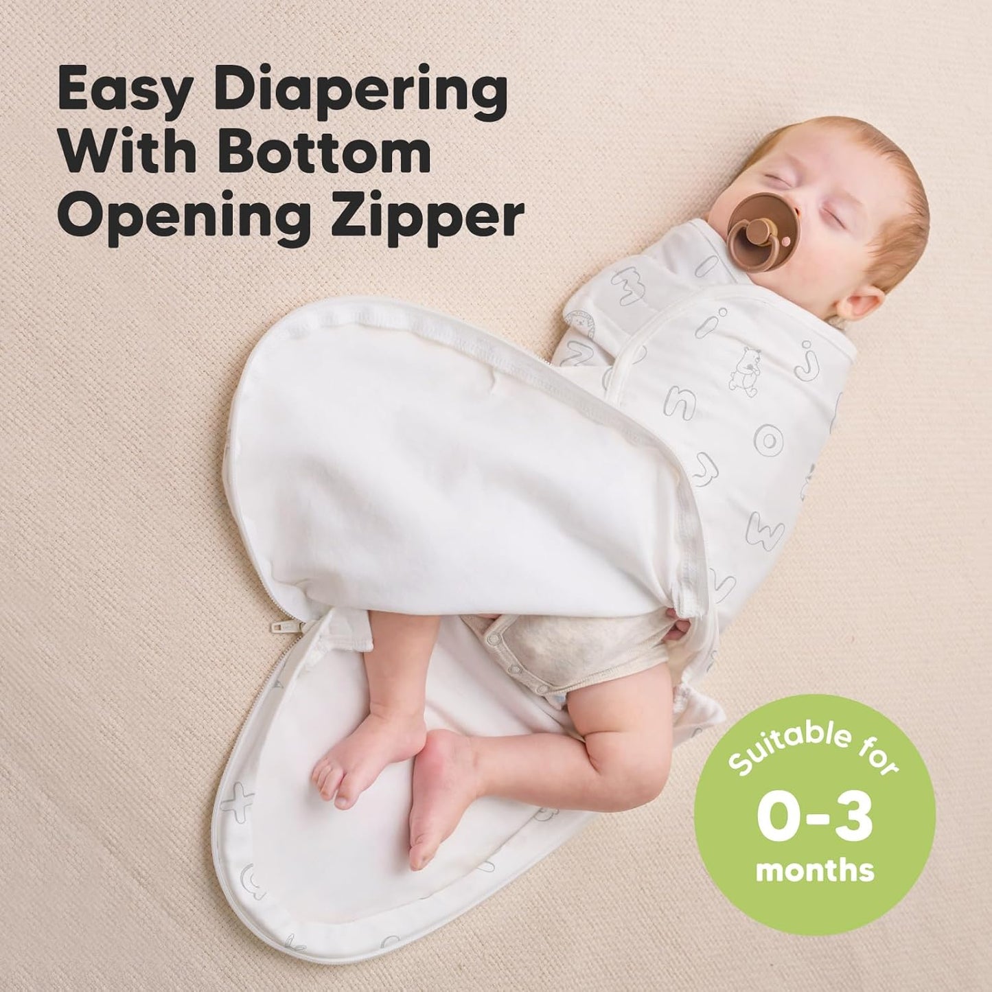 Baby Swaddle Sleep Sacks with Zipper - 3-Pack Swaddles for Newborns 0-3 Months, Infant, Baby Girls, Boys, Soft & Durable Newborn Sleep Sack, Easy Diaper Change Swaddling Blanket (ABC Land Cloud)