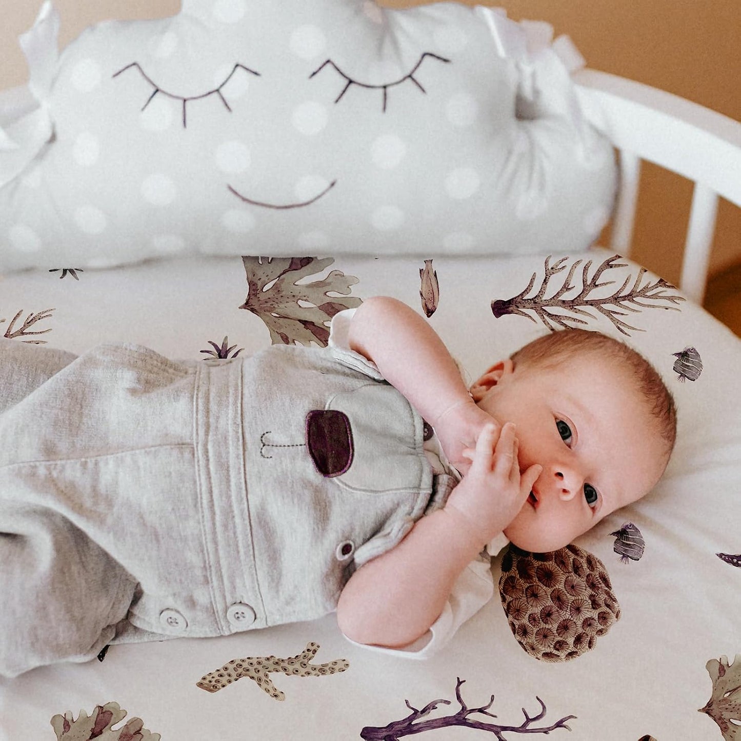 Gllquen Baby Bassinet Sheets 4 Pack, Breathable Cozy Fitted Mattress Sheet, Elastic Travel Crib Fashionable Pattern, Standard Cradle Safe Sheets for Baby Boys Girls 32"x16" (Marine)