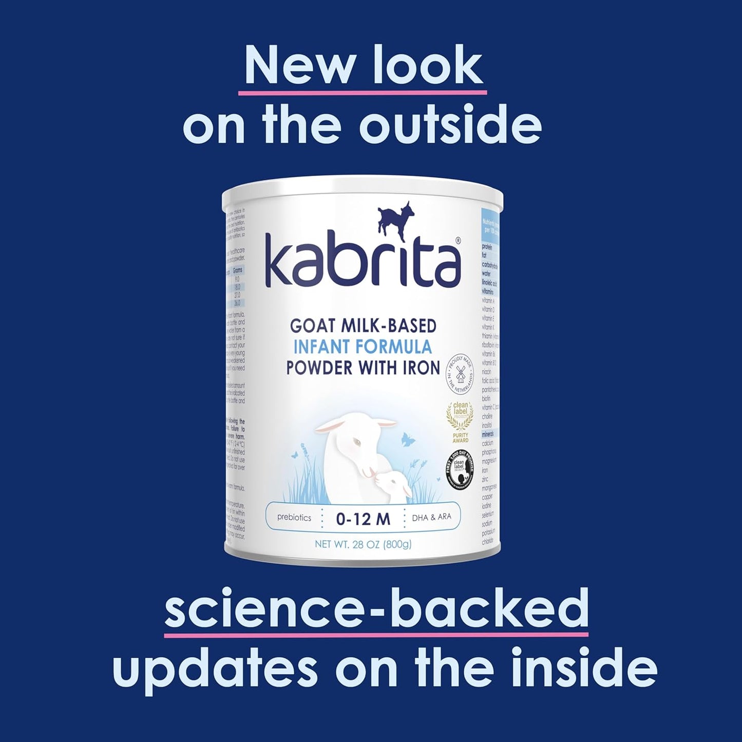 Kabrita Goat Milk Infant Formula - Easy to Digest Baby Formula 0-12 Months - Contains Prebiotics, Iron, DHA, Non-GMO - Gentle on Sensitive Tummies - Formula Supporting Gut Health & Sleep - 28Oz