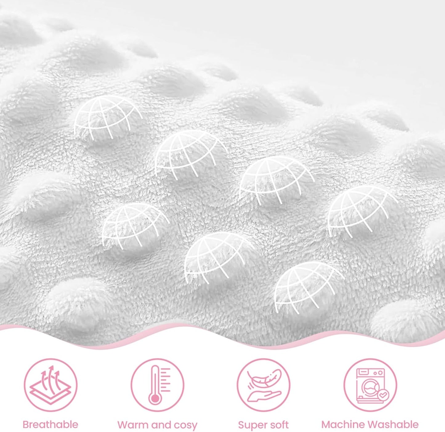 Strawberry Minky Baby Blanket 30 x 40 Inches for Girls, Soft Plush Receiving Blanket with Dotted Back, Gift for Toddler Newborn Infant Christmas Birthday Baby Shower