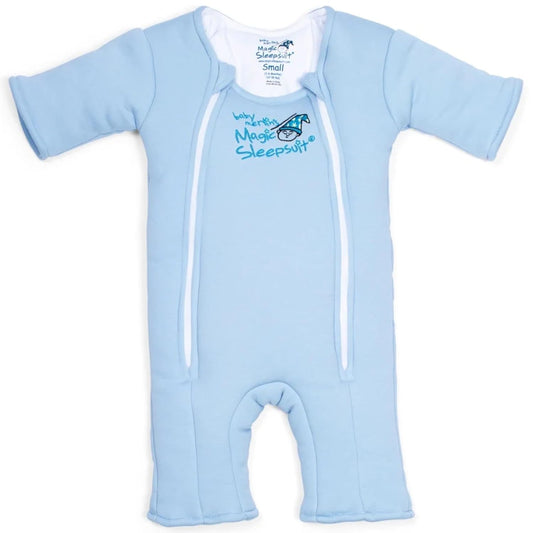 Magic Sleepsuit Baby Merlin's Cotton Baby Swaddle Transition Product - Soft and Cozy Design, Double Zipper for Easy Diaper Changes, Promotes Safe Sleep, 3-6 Months - Blue - Small 12-18lbs