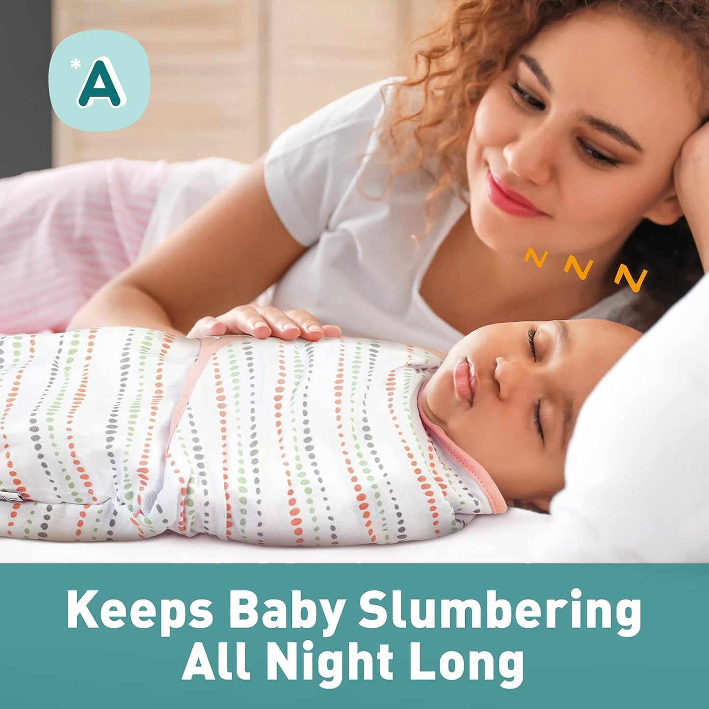 GLLQUEN BABY Swaddle Blankets for Baby Girls, Orange Pink Feather & Wave Point, 3 Pack Wrap Set, Newborn Adjustable Swaddles Sleep Sack, 0-3 Months (Small/Medium)