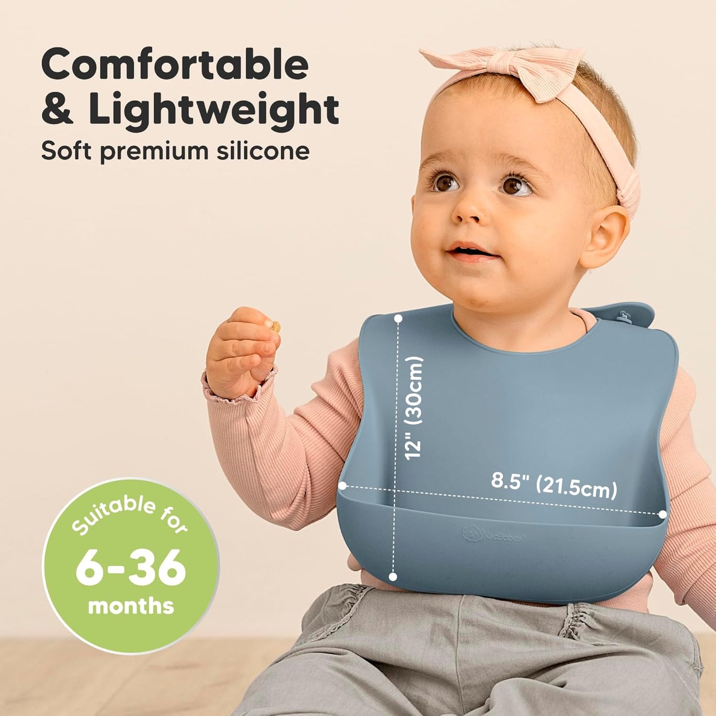 KeaBabies 2-Pack Silicone Baby Bibs for Eating - Sturdy Food-Grade Silicone Bibs for Babies Girl, Boy, Large Food Catcher, Clean & Put On Easily, Waterproof Toddler Feeding Essentials (Ocean)