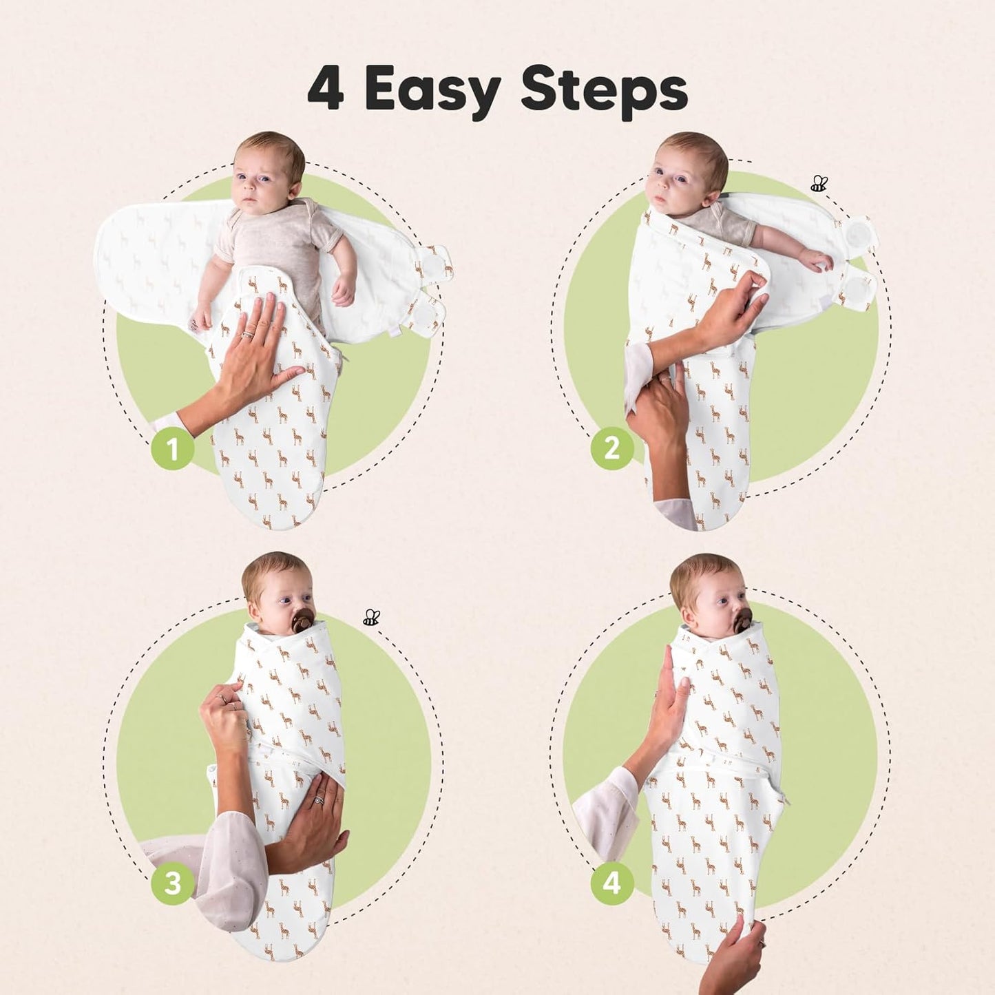 Baby Swaddle Sleep Sacks with Zipper - 3-Pack Swaddles for Newborns 0-3 Months, Infant, Baby Girls, Boys, Soft & Durable Newborn Sleep Sack, Easy Diaper Change Swaddling Blanket (The Wild)
