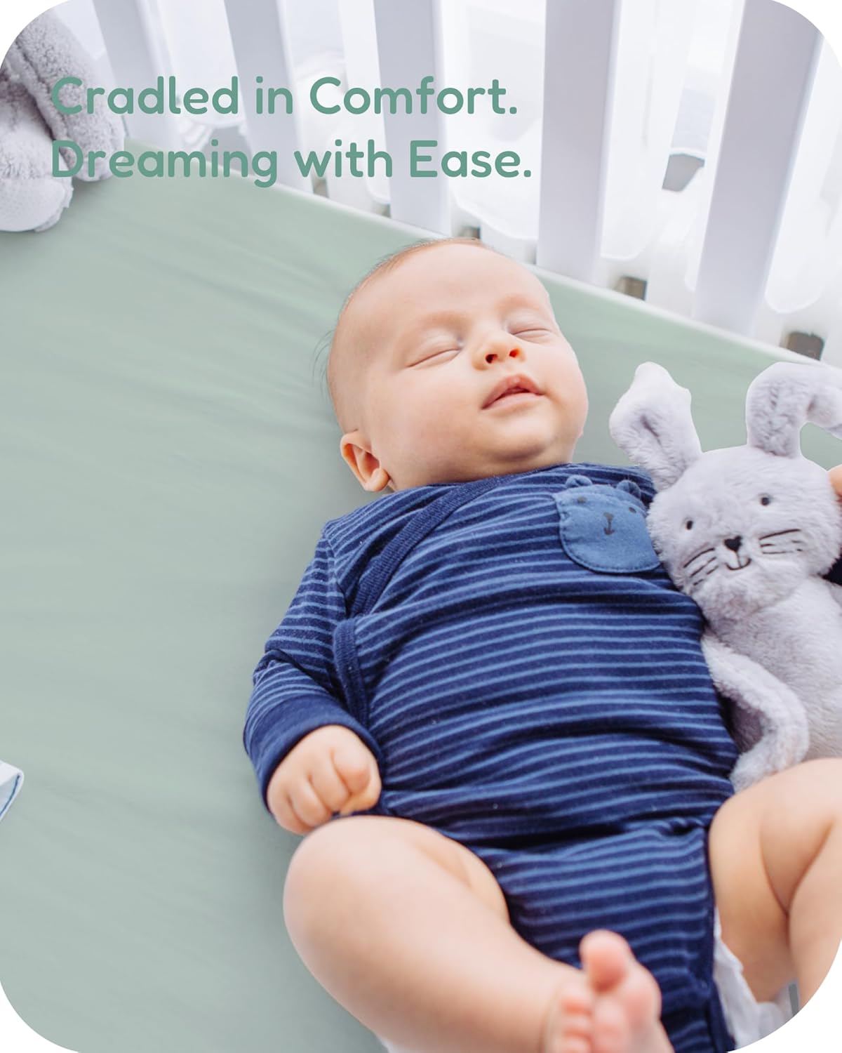 Pack and Play Sheets Fitted, Green+Leaf, Ultra Soft and Durable, Hypoallergenic, 2 Pack for Baby Boys and Girls