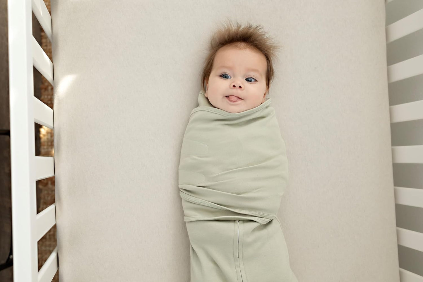 LullaBaby "Double Dream Swaddle: Exclusive Dual Wing Design, Pediatrician-Endorsed, Ultra-Soft Cotton, 0-2 Months, 6-14 lbs - Desert Sage