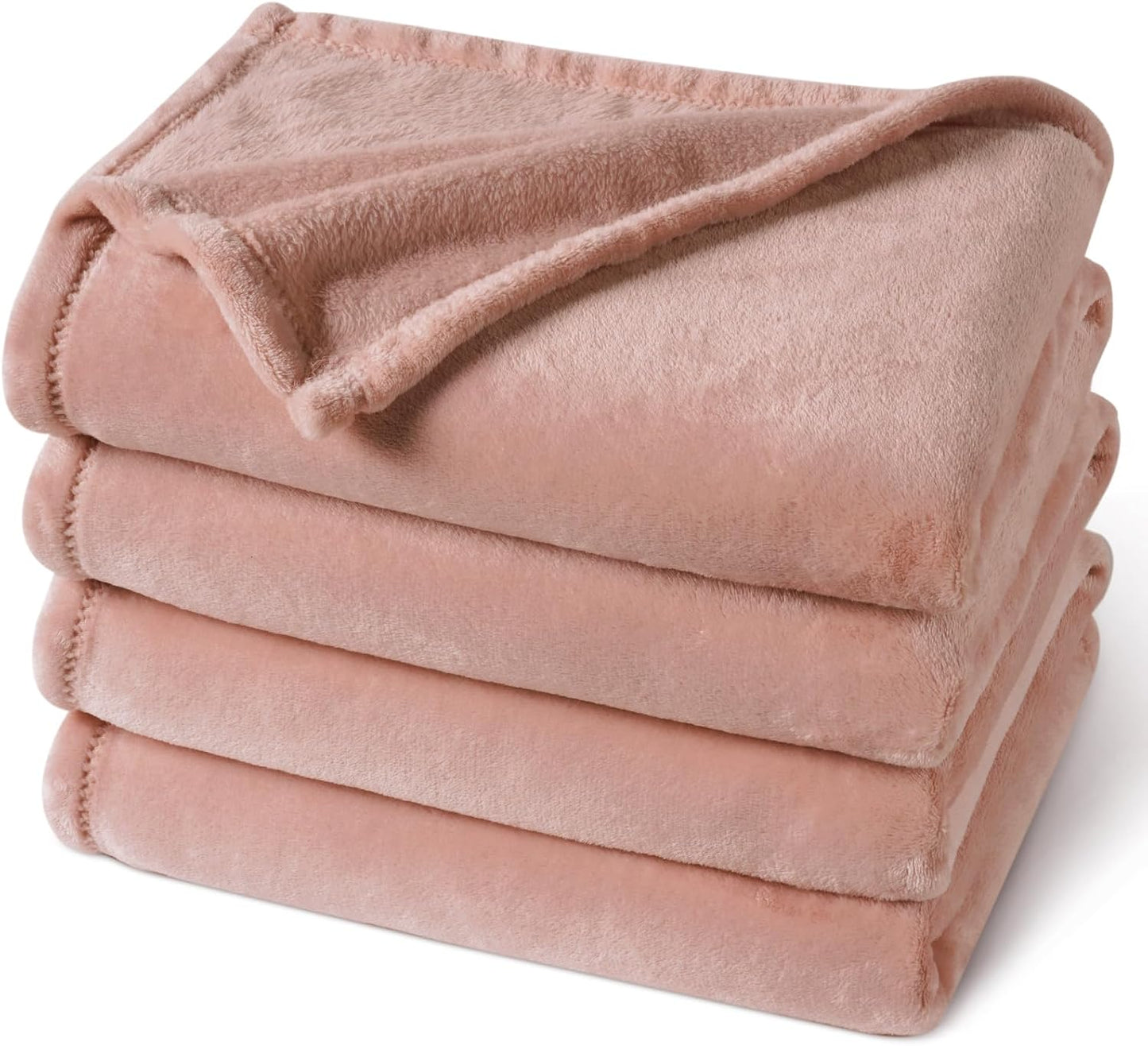 PHF Ultra Soft Fleece Blanket Queen Size, No Shed No Pilling Luxury Plush Cozy 300GSM Lightweight Blanket for Bed, Couch, Chair, Sofa Suitable for All Season, 90" x 90", Rose Pink