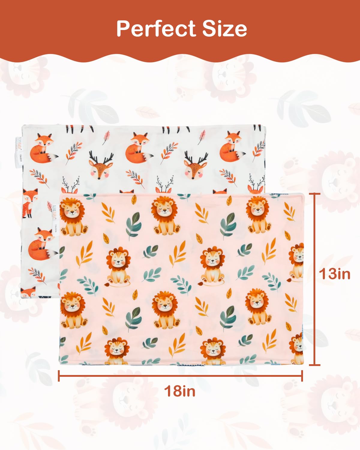 ALVABABY Toddler Pillowcases Stretchy Soft Kids Pillow Cover 2 Pack Fit 13"x 18" or 12"x16" Envelope for Girl Boy Sleepy Travel 2TPE30A