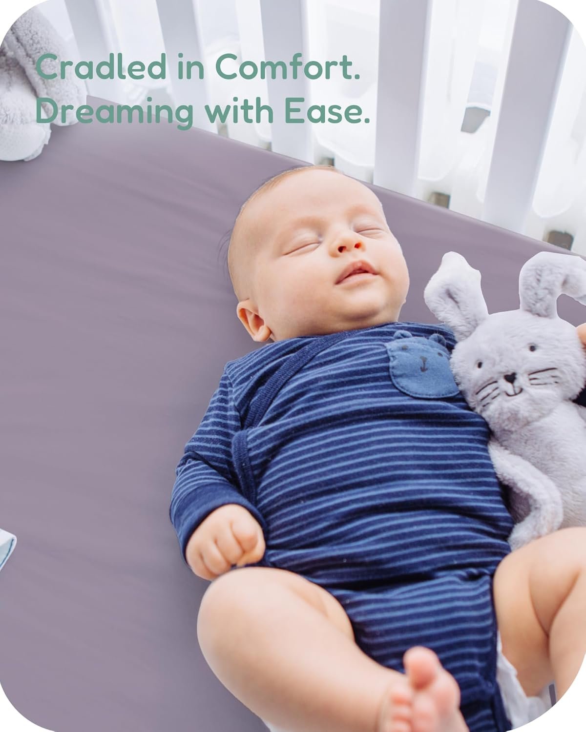 Pack and Play Sheets Fitted, Soft Purple+Butterflies, Hypoallergenic, Cozy and Safe, 2 Pack for Boys and Girls