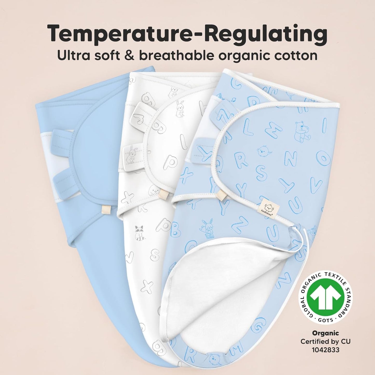 Baby Swaddle Sleep Sacks with Zipper - 3-Pack Swaddles for Newborns 0-3 Months, Infant, Baby Girls, Boys, Soft & Durable Newborn Sleep Sack, Easy Diaper Change Swaddling Blanket (ABC Land Cloud)