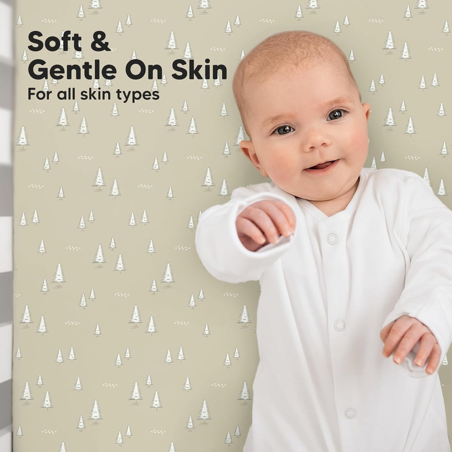 KeaBabies 2-Pack Baby Crib Sheets for Boys, Girls - 52x28 Viscose Derived from Bamboo Toddler Bed Sheets Neutral, Fitted Crib Mattress Cover for Standard Baby Bedding, Soft & Cozy (Pine Grove)