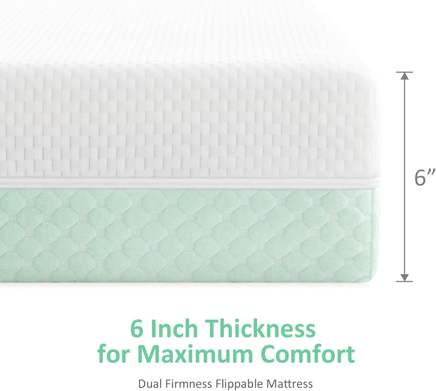 Crib Mattress, Dual Sided Comfort Memory Foam Toddler Bed Mattress, Triple-Layer Breathable Premium Baby Mattress for Infant and Toddler w/Removable Outer Cover - White&Green