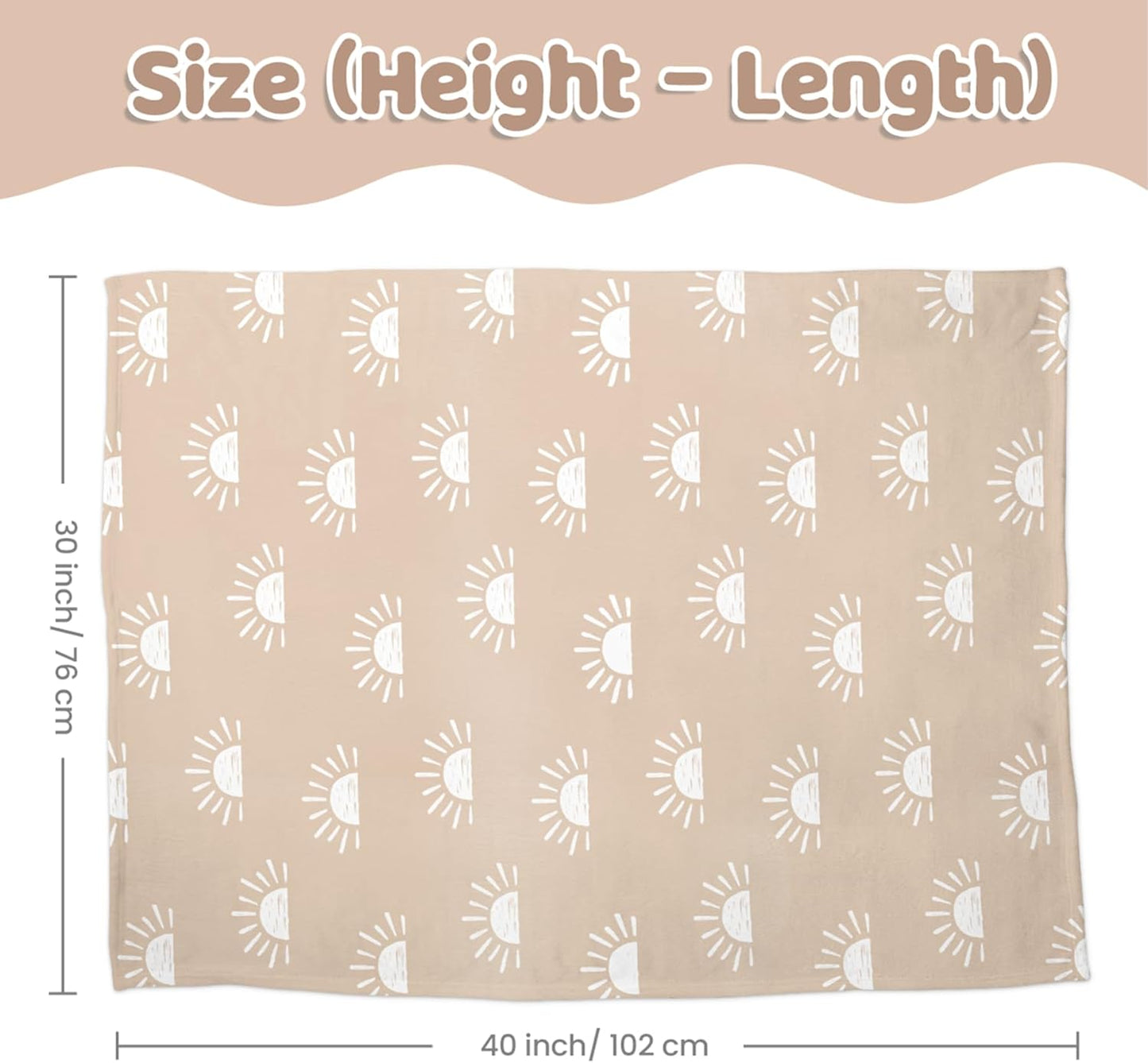 Sun Minky Baby Blanket 30 x 40 Inches for Boys Girls, Soft Plush Receiving Blanket with Dotted Back, Gift for Toddler Newborn Infant Christmas Birthday Baby Shower