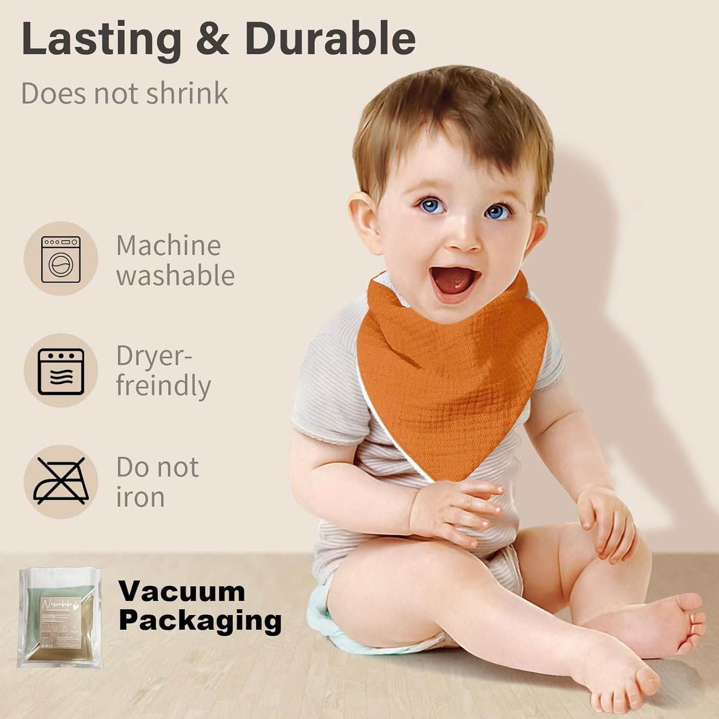 Muslin Baby Bibs,Soft Triangular Baby Bandana Drool Bibs for Baby Boy Girl,Solid Colors Bib for Drooling Teething