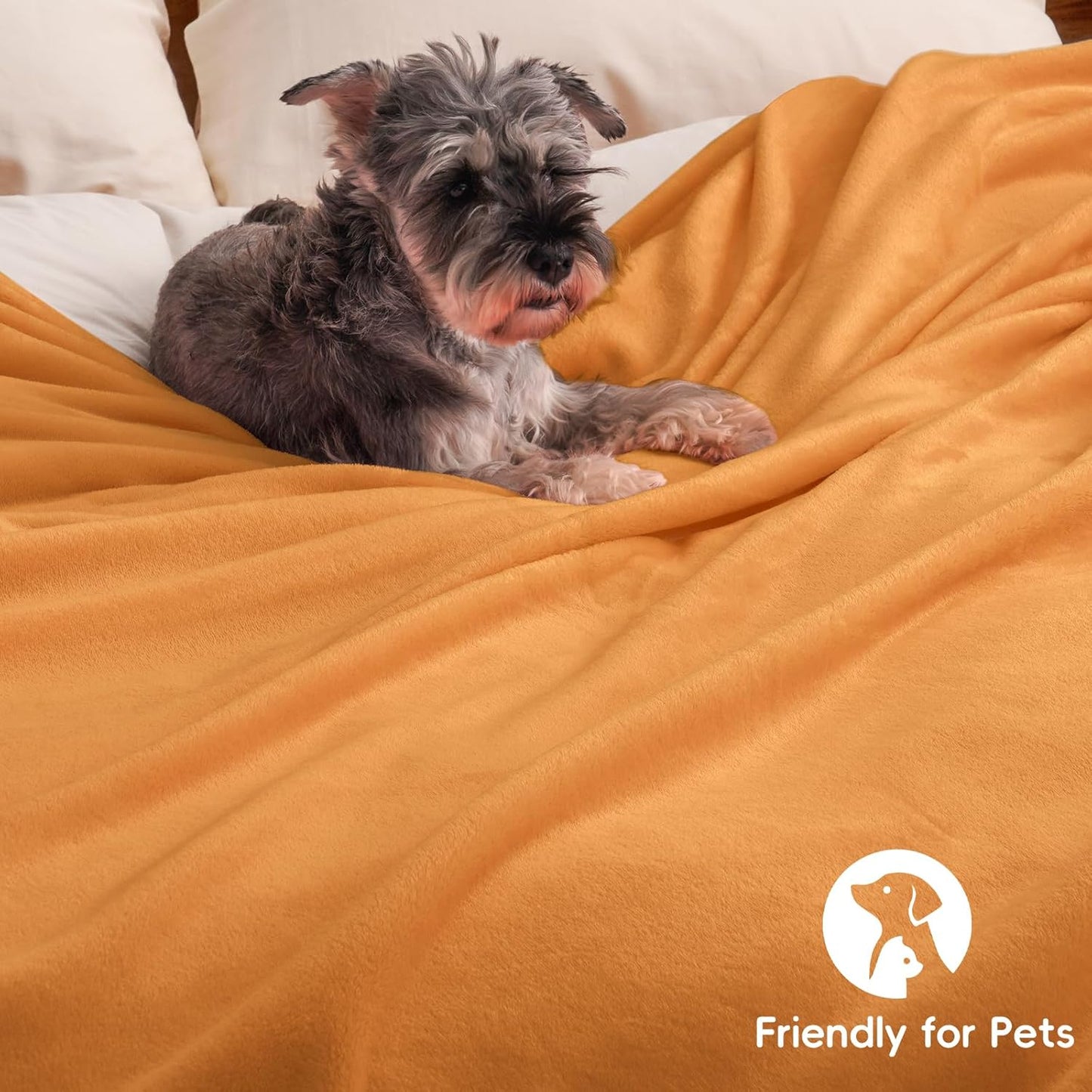 PHF Ultra Soft Fleece Blanket Queen Size, No Shed No Pilling Luxury Plush Cozy 300GSM Lightweight Blanket for Bed, Couch, Chair, Sofa Suitable for All Season, 90" x 90", Pumpkin Orange