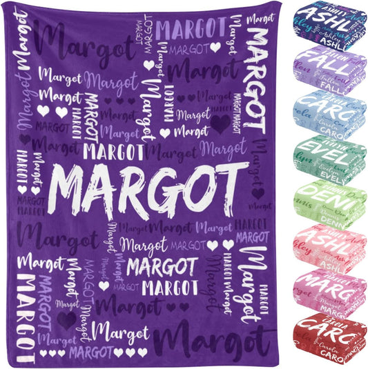 Custom Blanket Personalized Name Throw Customized Blanket with Name Text for Adult Kid
