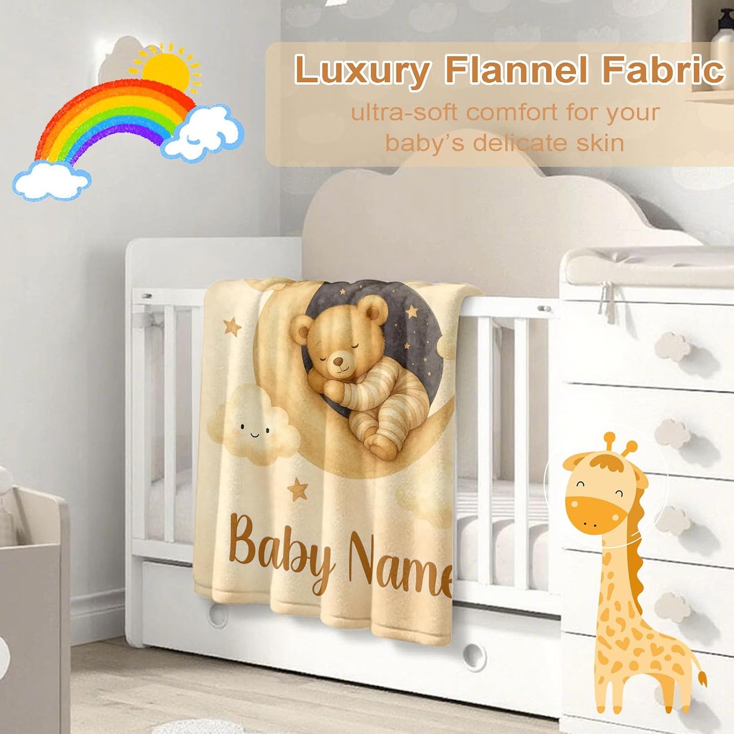 Ship Next Day, Personalized Baby Blanket – Printed in USA, Custom Baby Blanket for Boys & Girls, Baby Blanket with Name, Baby Shower, Easter, Christmas, Birthday Newborn & Toddler Gifts, Baby Gifts