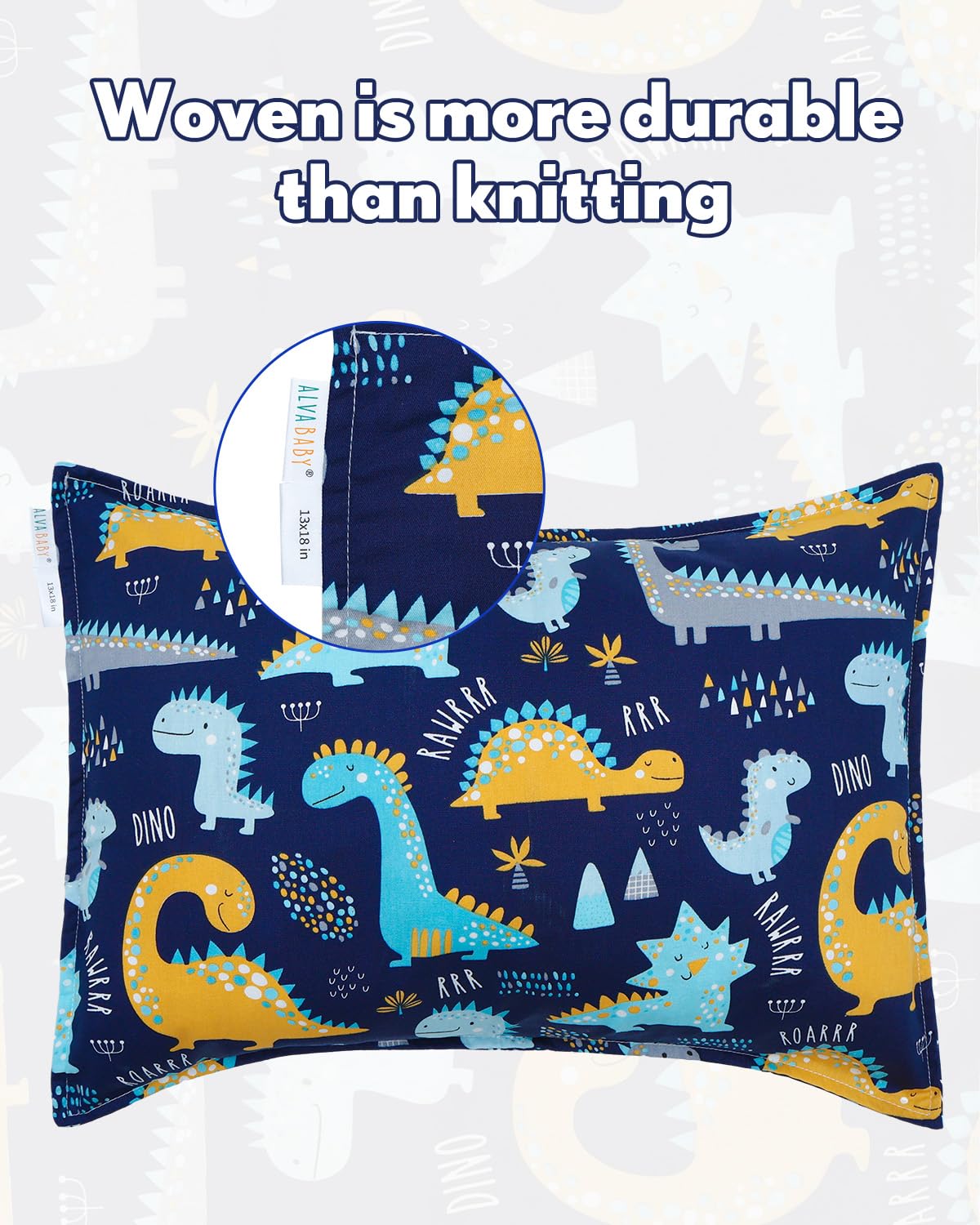 ALVABABY Toddler Pillowcases 2 Pack Organic Cotton Kids Pillow Cover Fit 13"x 18" or 12"x18" Envelope for Girl Boy Sleepy Travel