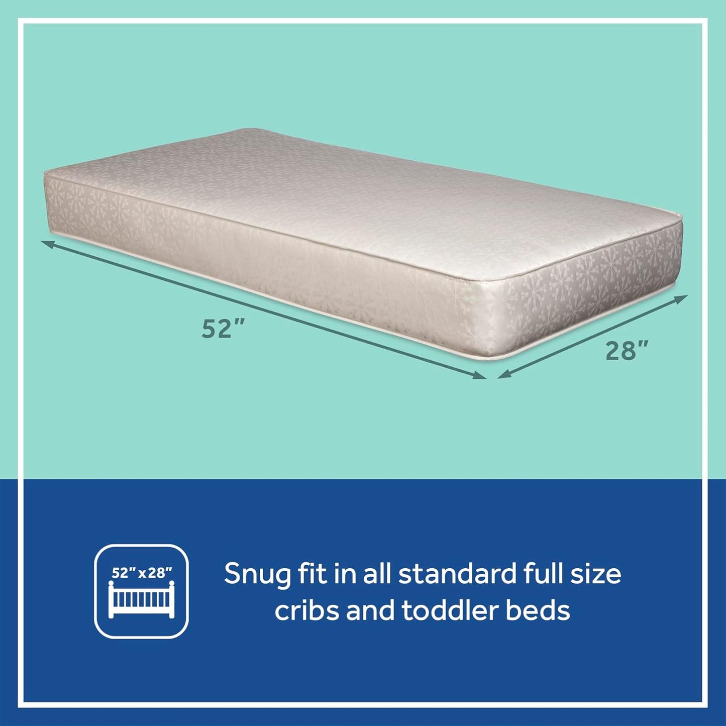 Sealy Baby Flex Cool 2 Stage Breathable Crib Mattress with Toddler Bed Fit, Waterproof & Airy Cotton Cover, 204 Premium Coils, GREENGUARD Gold Certified, Safety & Quality Tested, Made in USA, 52x28"