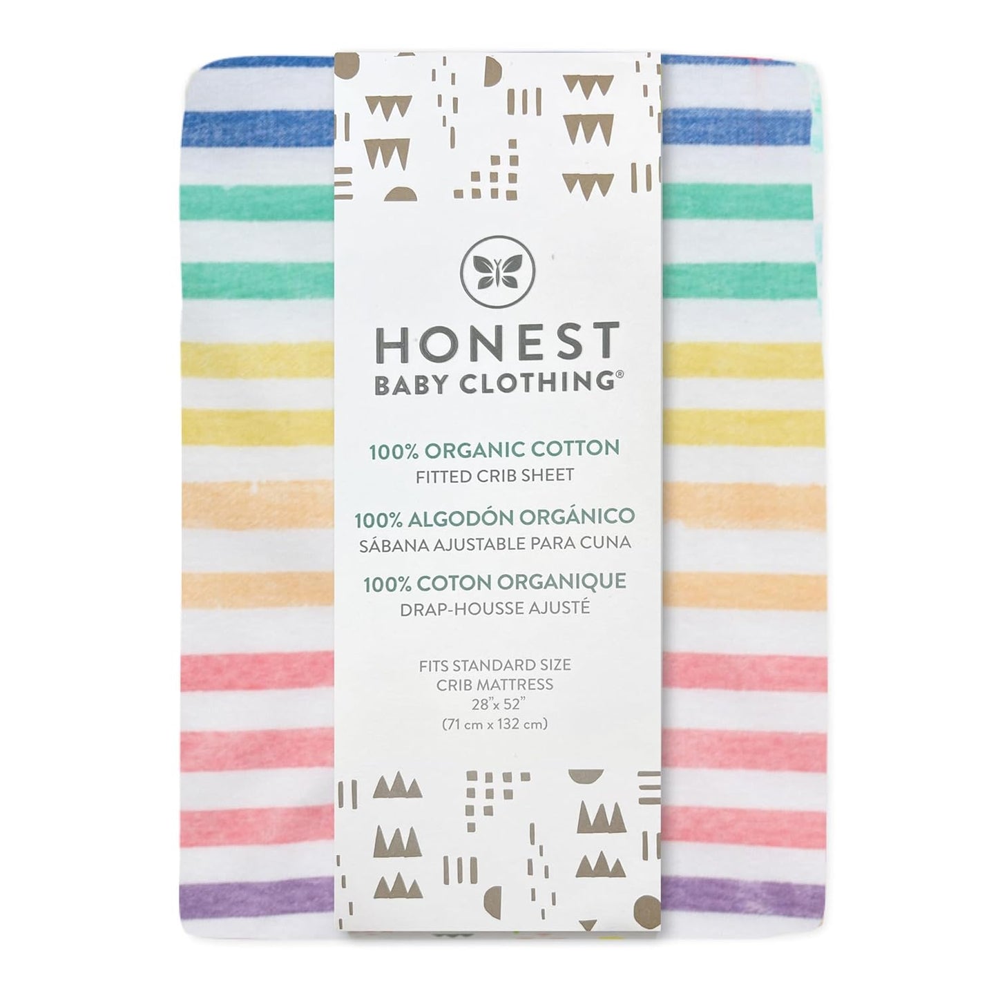 HonestBaby unisex-baby Fitted Crib Sheets Set Standard Mattress, 100% Organic Cotton Baby Boys, Girls, Neutral, 1 Pack - Watercolor World, One Size