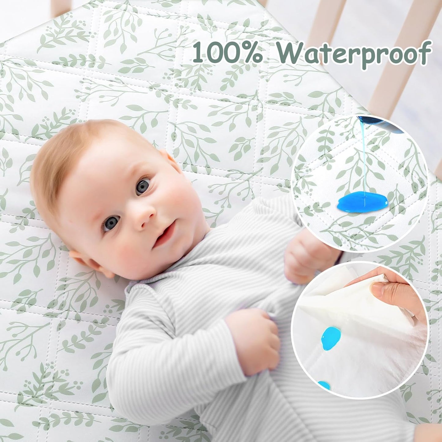 Yoofoss Waterproof Crib Mattress Protector 2 Pack, Quilted Crib Mattress Pad Cover Ultra Soft and Breathable, Machine Washable Toddler Mattress Protector for Standard Baby Crib Size 52''x28''
