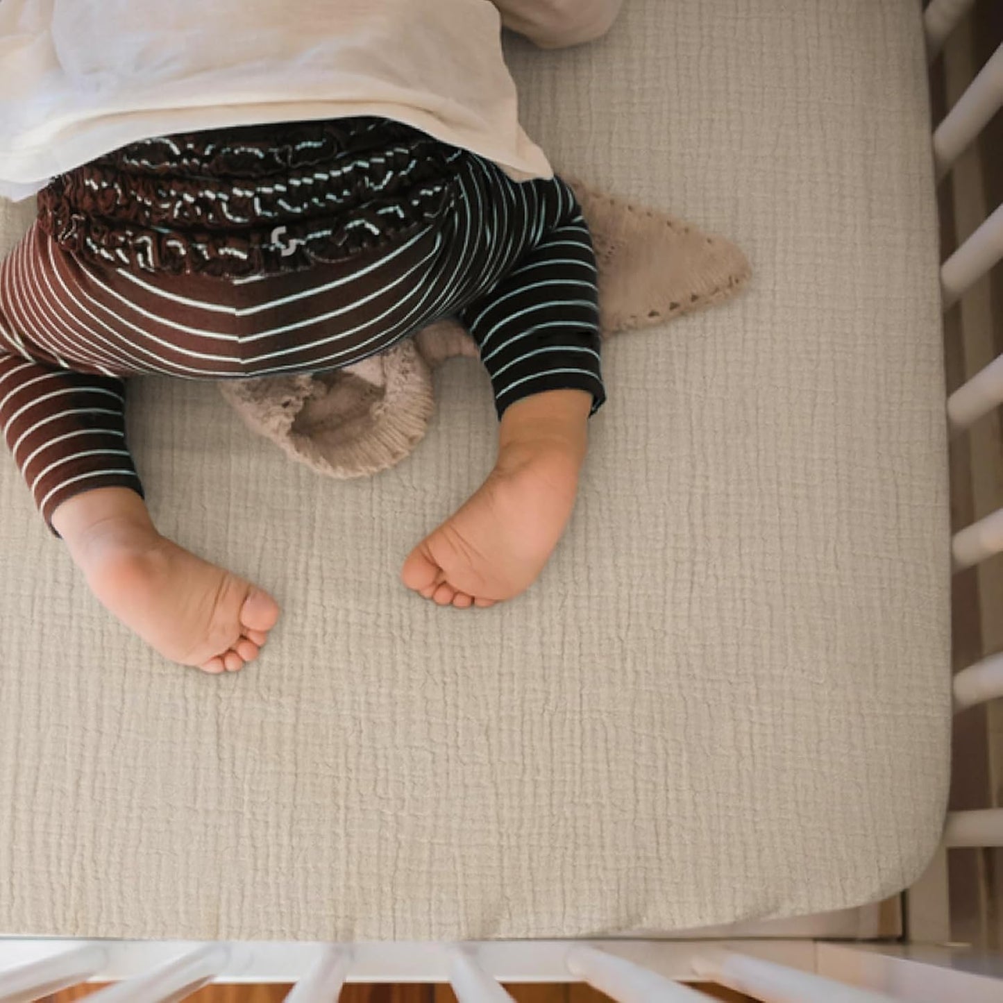 lulumoon Mini Crib Sheets Muslin: Soft Cotton Fitted Mini Crib Mattress Sheets for Boys and Girls 2Pack