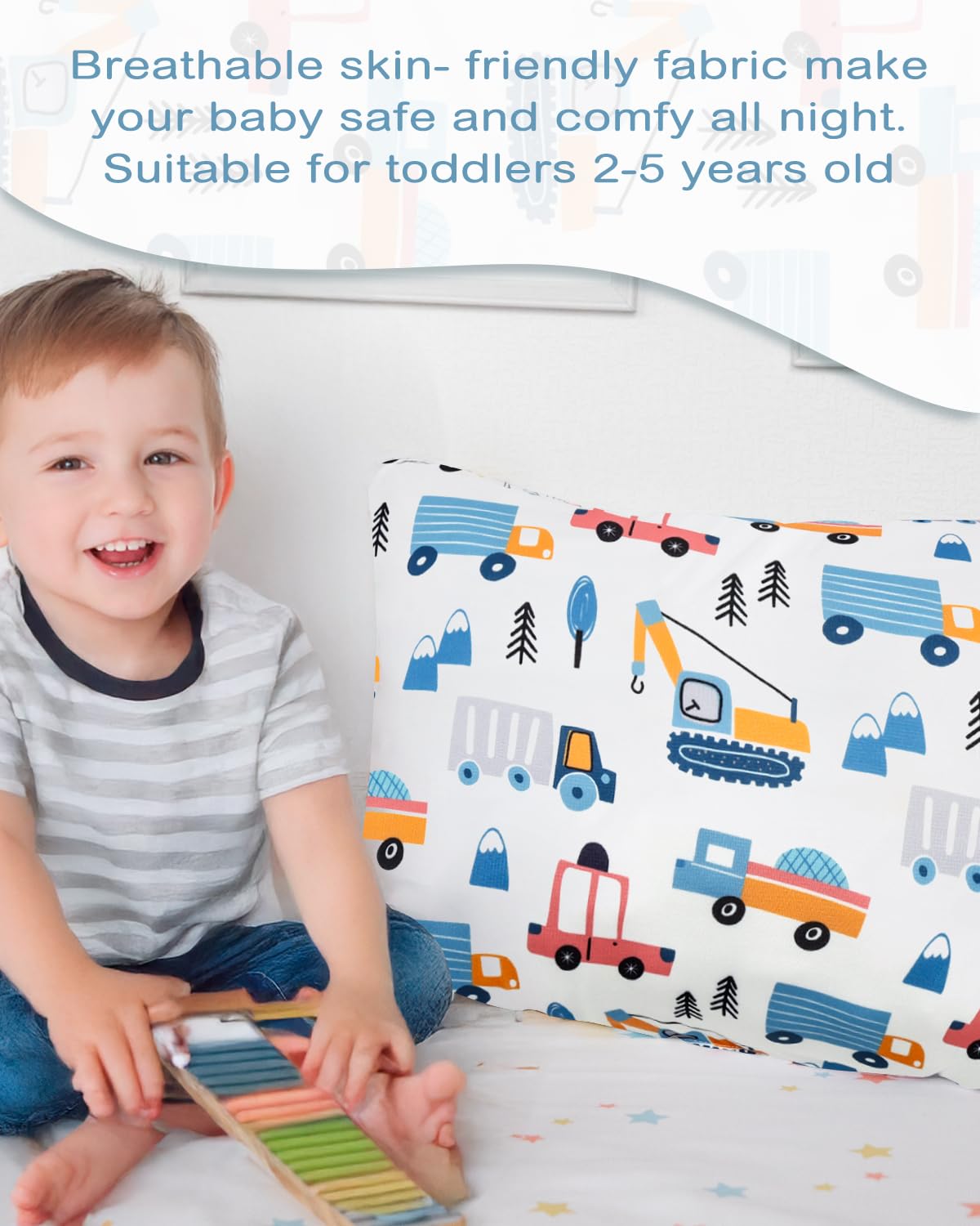 ALVABABY Toddler Pillowcases Stretchy Soft Kids Pillow Cover 2 Pack Fit 13"x 18" or 12"x16" Envelope for Girl Boy Sleepy Travel 2TPE22A