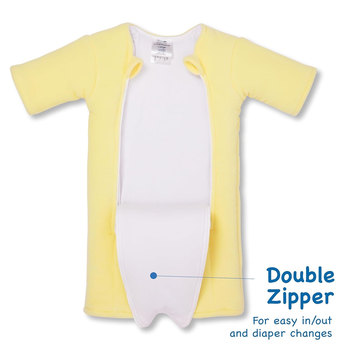Magic Sleepsuit Baby Merlin's Cotton Baby Swaddle Transition Product - Soft and Cozy Design, Double Zipper for Easy Diaper Changes, Promotes Safe Sleep, 3-6 Months - Yellow - Small 12-18lbs