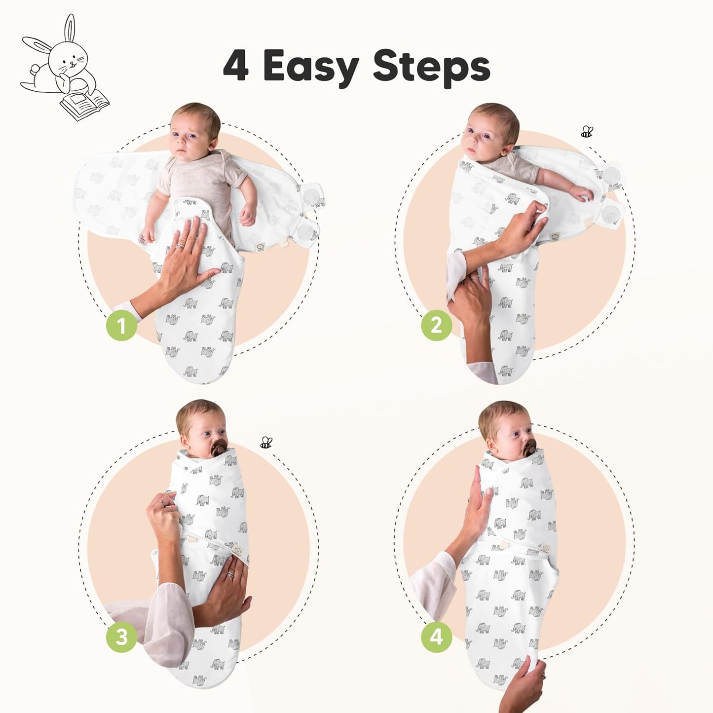 3-Pack Organic Baby Swaddle Sleep Sacks - Swaddles for Newborns, Infant 0-3 Months, Baby Girls, Boys, Soft & Snug Newborn Sleep Sack, Nursery Swaddling Blankets (The Wild 2)