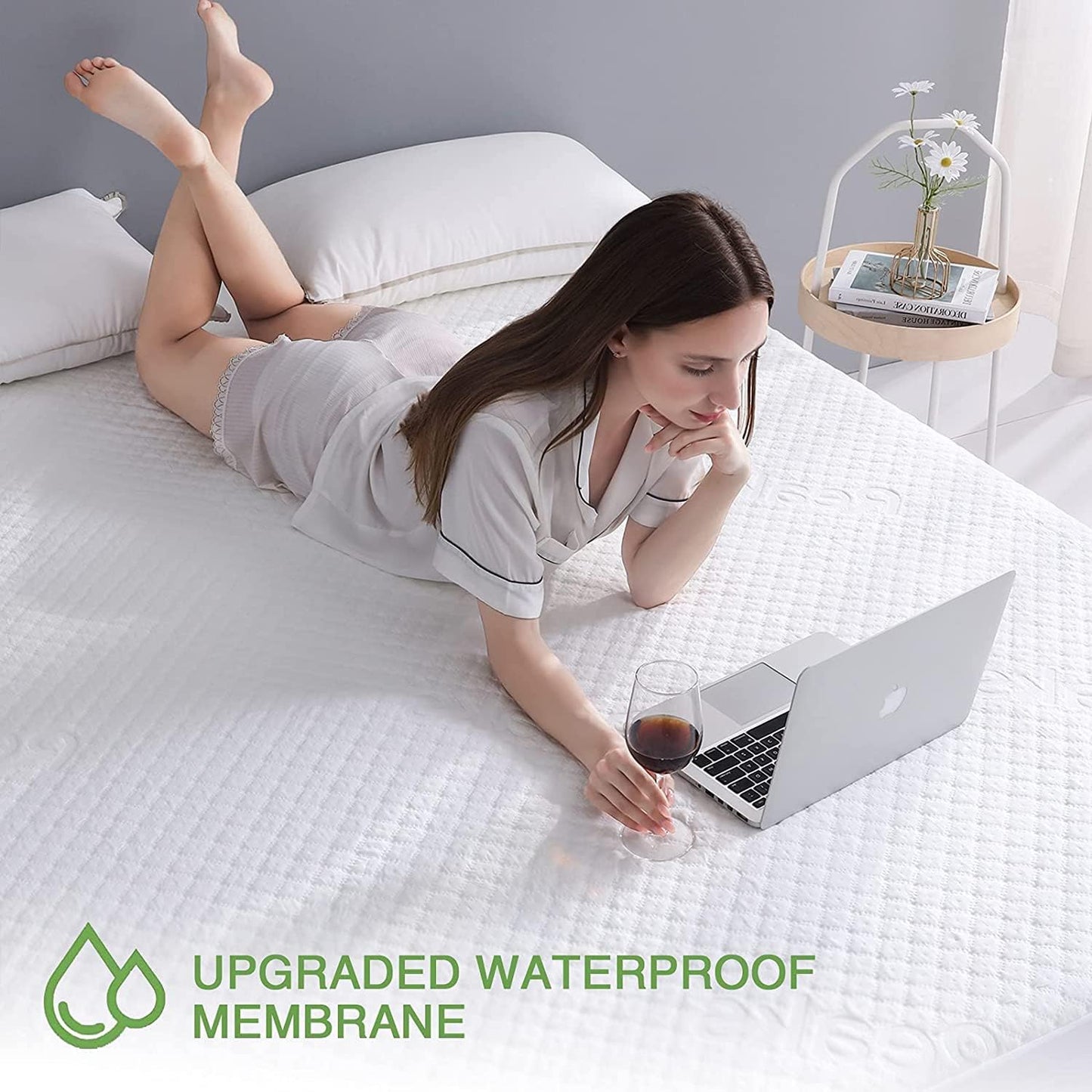 Twin XL Size Waterproof Mattress Protector Fitted Mattress Pad Cover with Deep Pocket Up to 15''