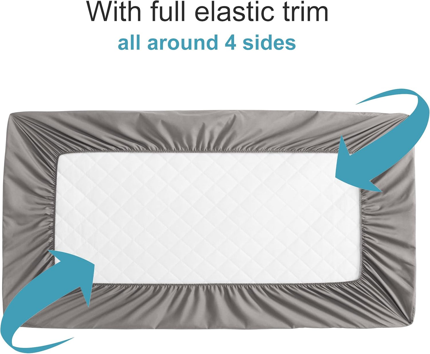 NTBAY 2 Pack Waterproof Mini Crib Mattress Protector, Quilted 24"x38" Fitted Mattress Cover - Machine Washable - Soft and Breathable Baby Mattress Pad Sheet for Mini Crib and Baby Playards, Smoke Grey