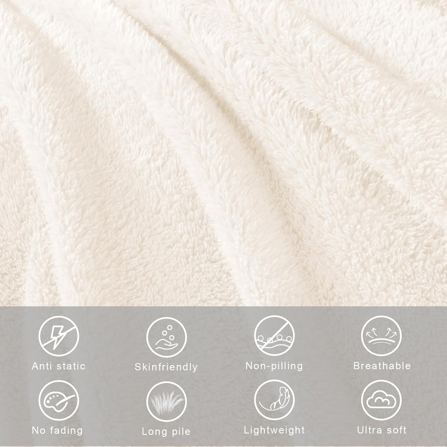 Exclusivo Mezcla Twin Size Flannel Fleece Blanket, Super Soft Velvet Plush Bed Blanket, Fuzzy Cozy and Warm for All Seasons, 60x80 Inches, Ivory