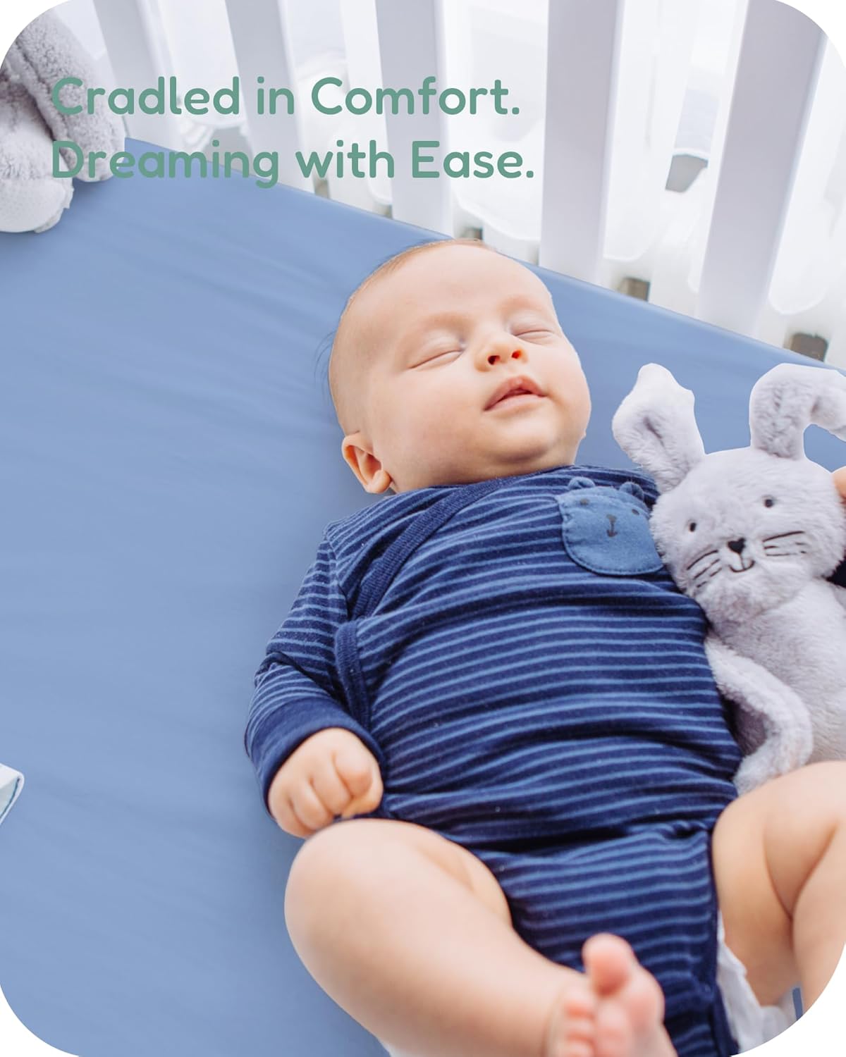 Pack and Play Sheets Fitted, Dino Animals Blue, Soft and Stretchy, Hypoallergenic and Safe, 2 Pack for Mini Crib and Pack N Play