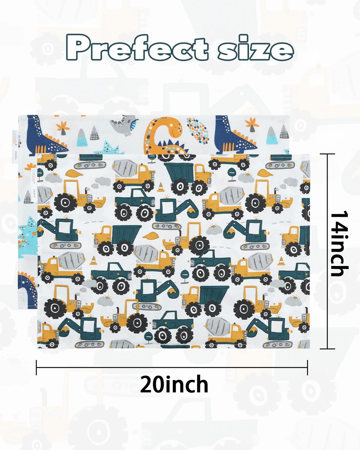 ALVABABY Toddler Pillowcases 2 Pack Organic Cotton Kids Pillow Cover Fit 13"x 18" or 14"x19" Envelope for Girl Boy Sleepy Travel(Pillowcase Only) 2L-FTP07A