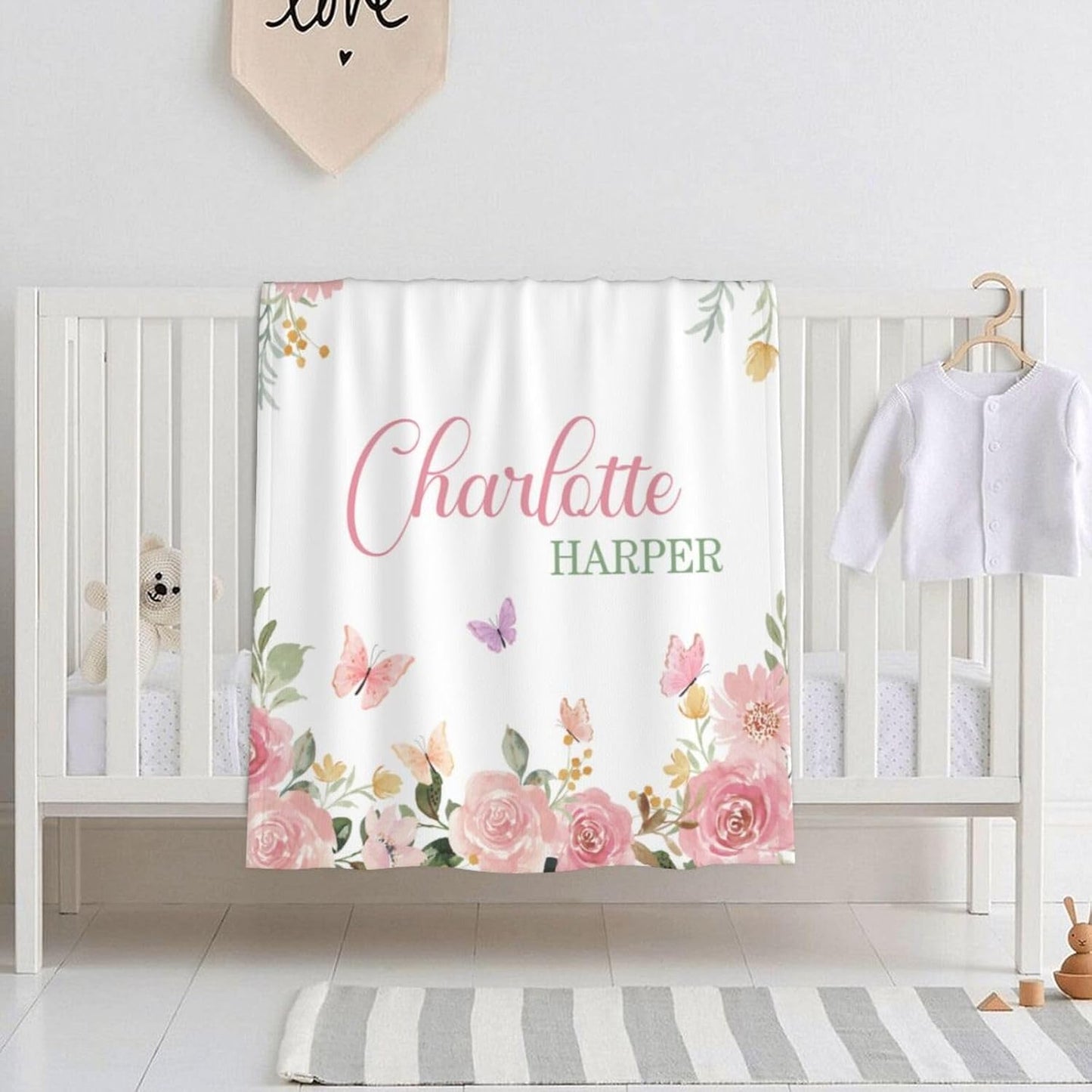 Personalized Baby Blankets for Girls Women Custom Baby Blanket with Name for Kids Toddlers Adult Soft Fleece Bed Throw Blanket for Newborn Customized Baby Girl Gifts for Birthday Baby Shower