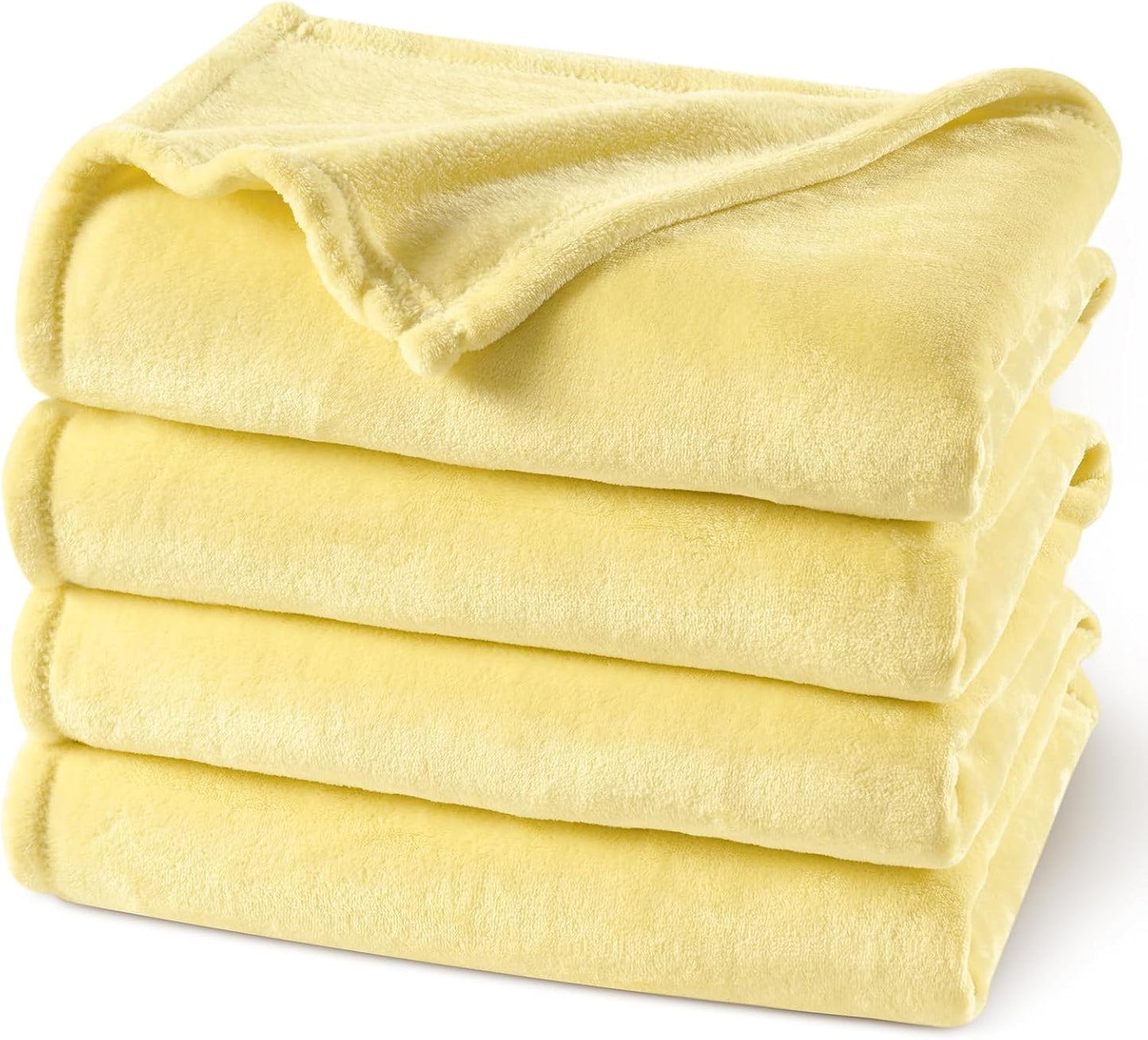 PHF Ultra Soft Fleece Blanket King Size, No Shed No Pilling Luxury Plush Cozy 300GSM Lightweight Blanket for Bed, Couch, Chair, Sofa Suitable for All Season, 108" x 90", Yellow