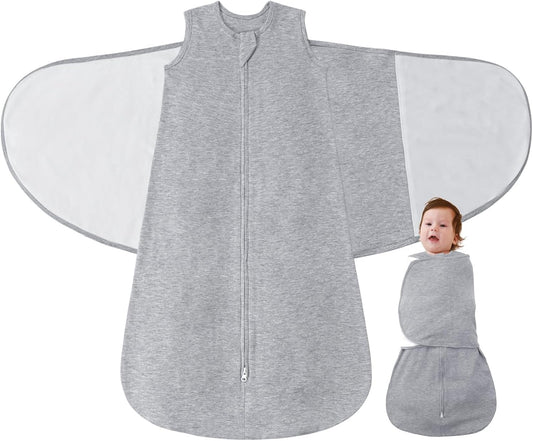 Baby Swaddle Sleep Sack 1.0 Tog 3-in-1 Cotton Baby Swaddle Blanket Wrap for Newborns 0-6 Months Grey