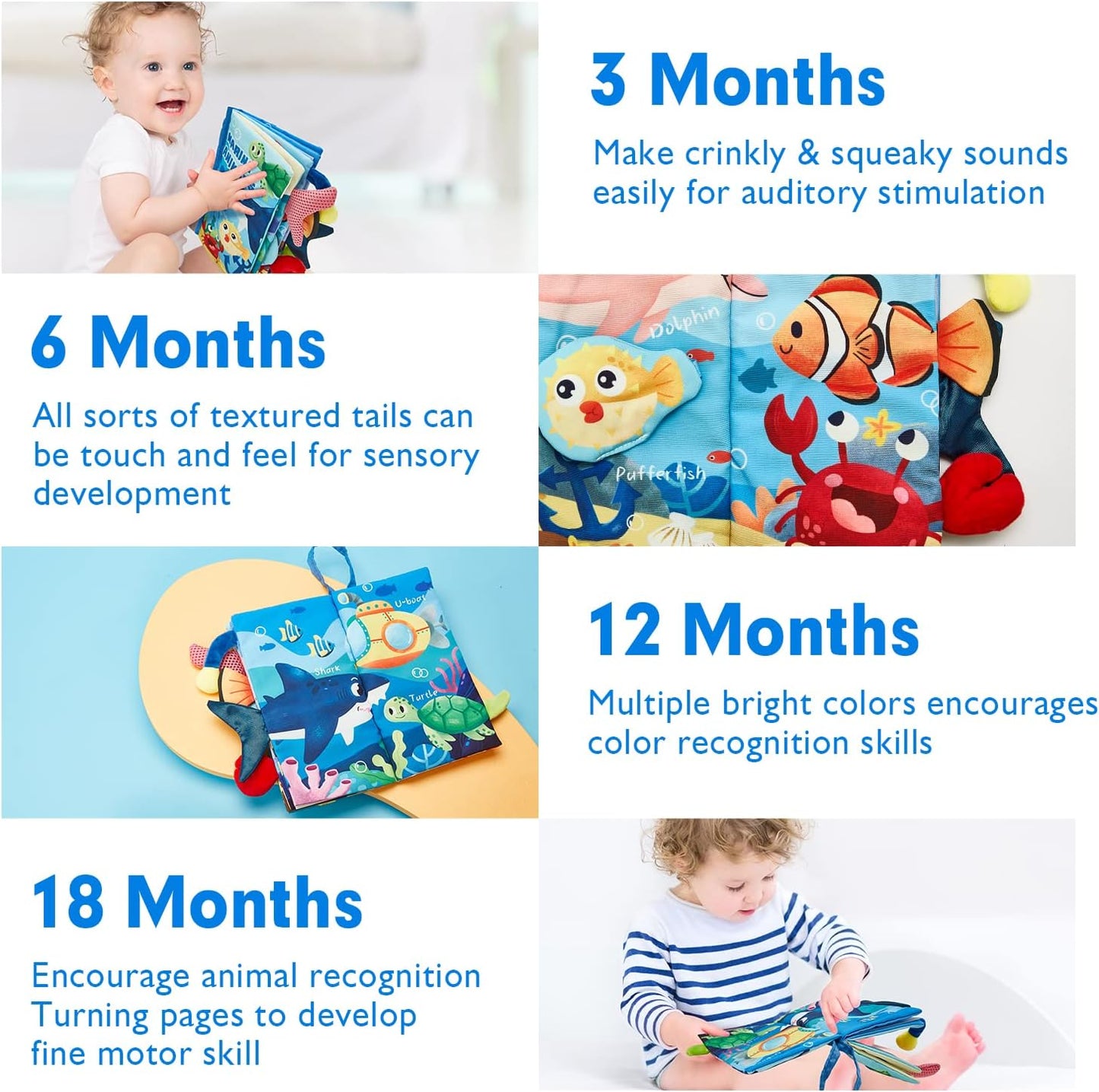 hahaland Baby Books 0-6 Months,Infant Tummy Time Toy High Contrast Sensory Baby Toys 6 to 12 Months Touch Feel Book Baby Gifts for Boy Girl 0-3 Months Book Early Learning Toy (Single Book)