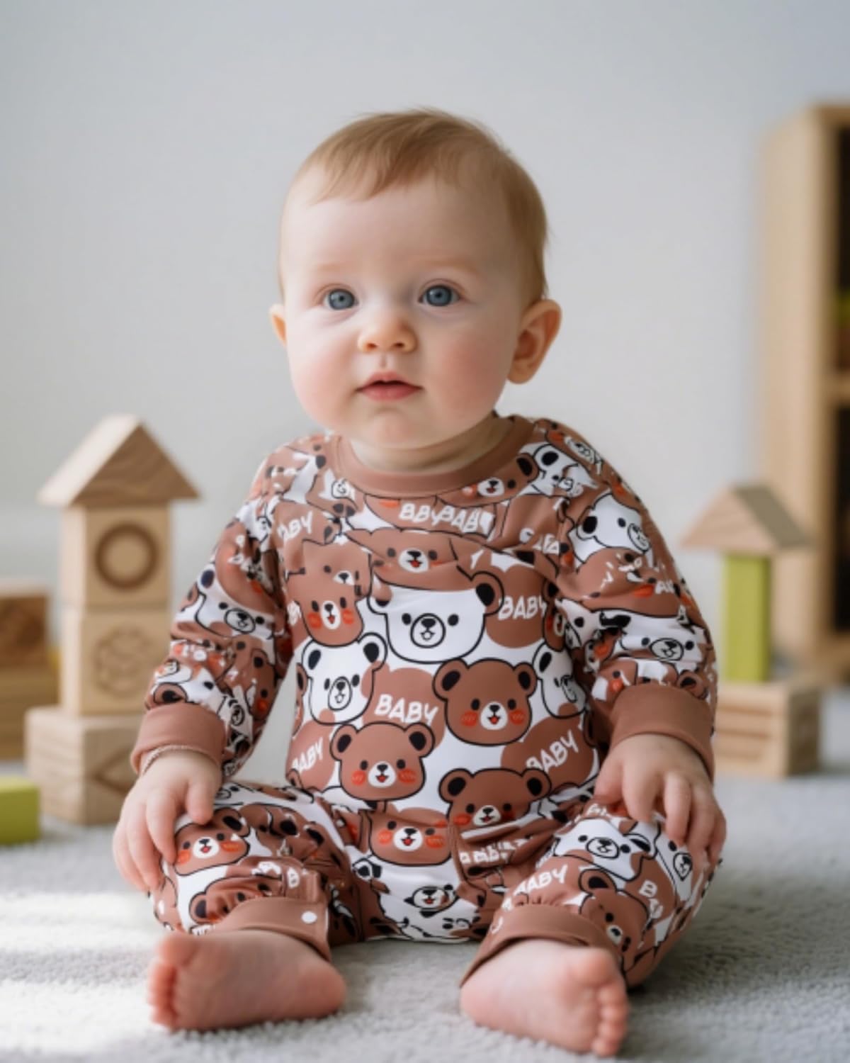 NZRVAWS Baby Boy Clothes Preemie Infant Boy Bear Outfits Jumpsuit Bodysuit Letter Print Romper