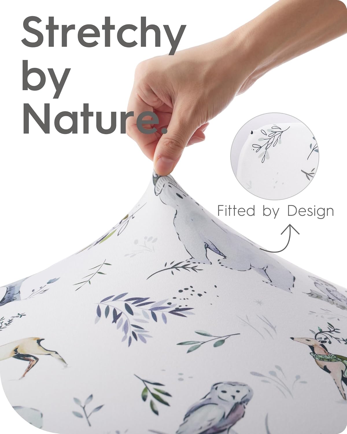 Ultra Soft Pack N Play Sheets - Fitted, Premium Jersey Knit, Stretchy Neutral, Woodland Mini Crib Sheets for Graco Pack and Play, 2 Pack (Deer&Rabbit)