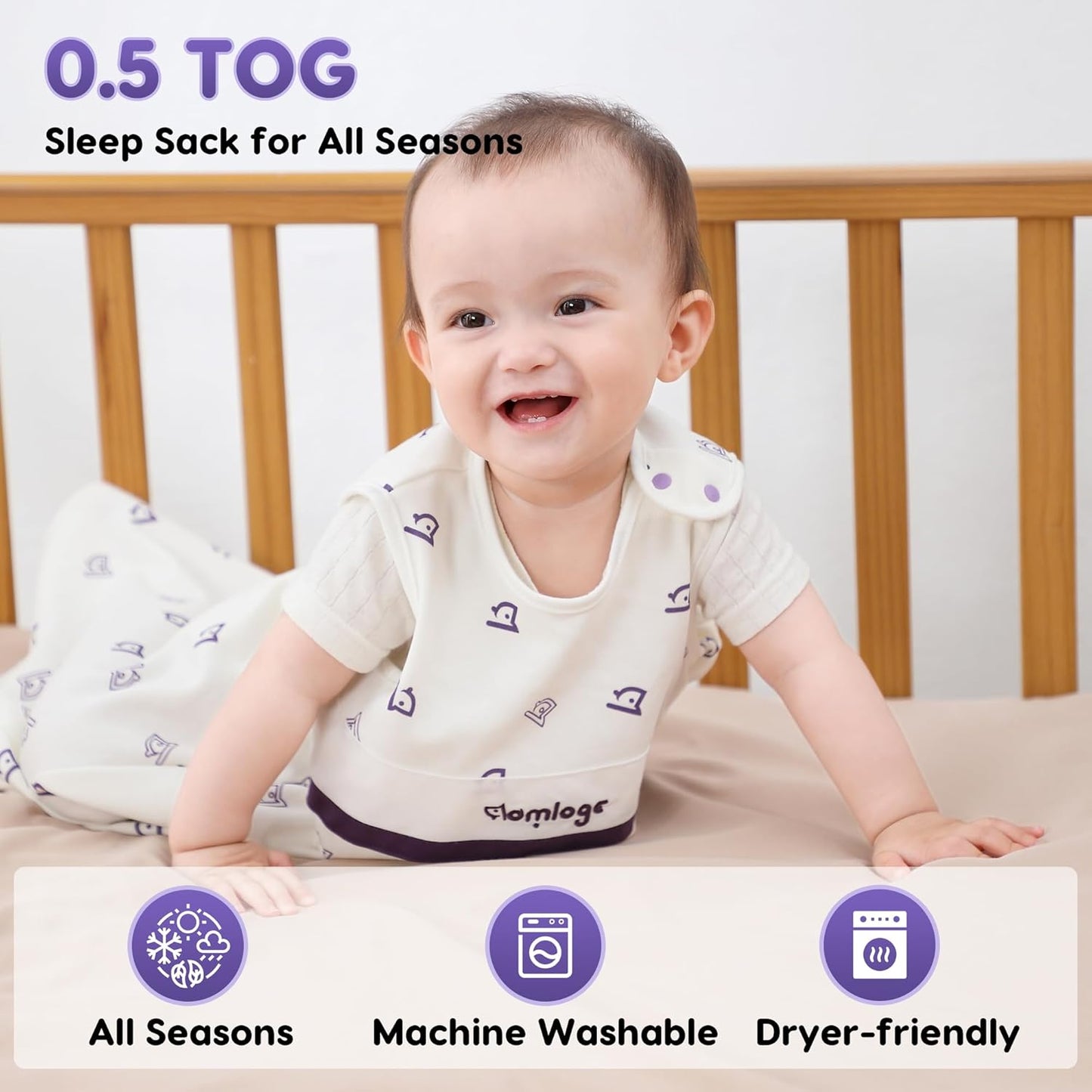 PuppyNap Baby Sleep Sack - 3-Pack Set, 12-18 Months, 100% Organic Cotton with 2-Way Zipper