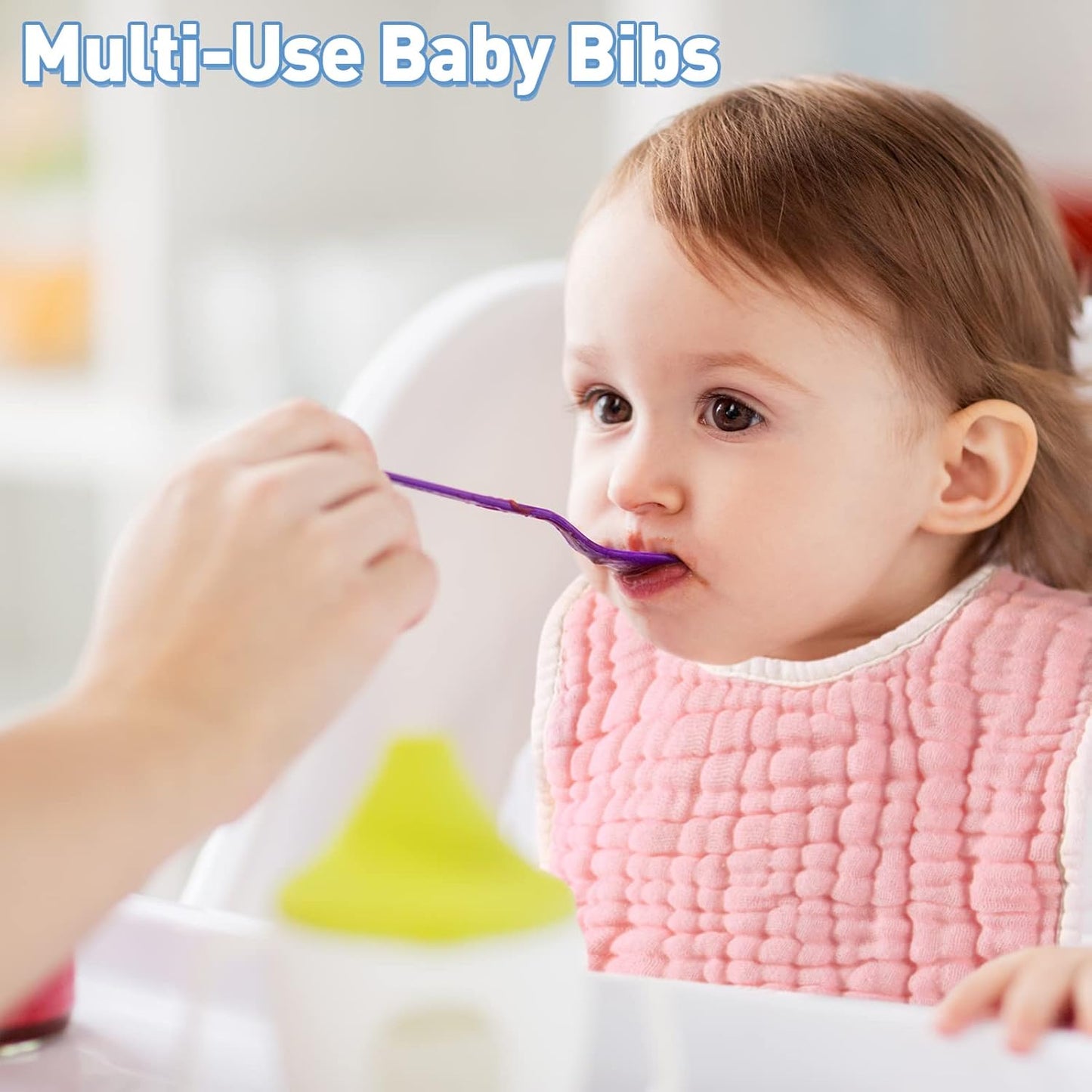 Tatuo 50 Pcs Muslin Baby Bibs Bulk Muslin Cotton Teething for Boy Girls Burp with Snap, Baby Bandana Drool Absorbent Bibs for Newborn Infant Teething and Drooling, 6 Layers