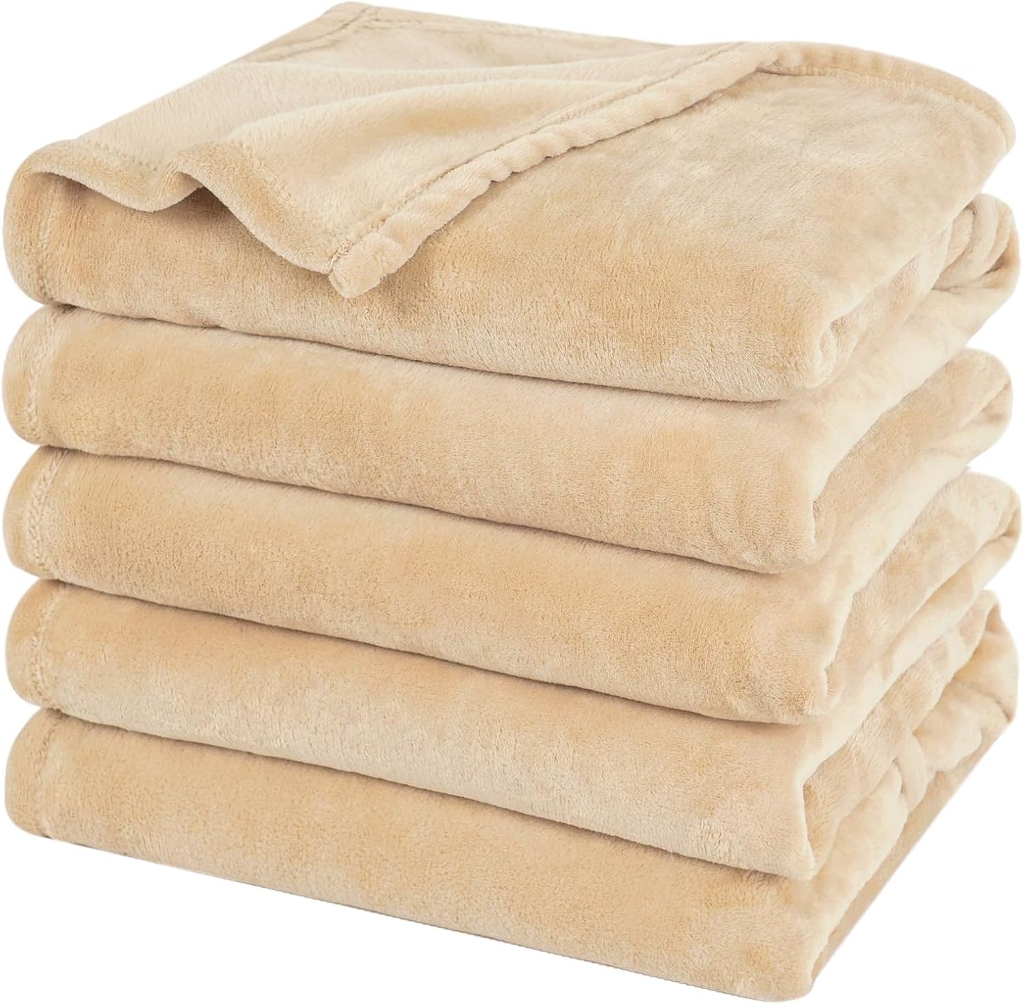 PHF Oversized King Fleece Blanket 120"x120", No Shed No Pilling Big Soft Blanket, Extra Large 10'x 10' Lightweight for Bed, Sofa Travel and Camping, Suitable for All Season, Beige