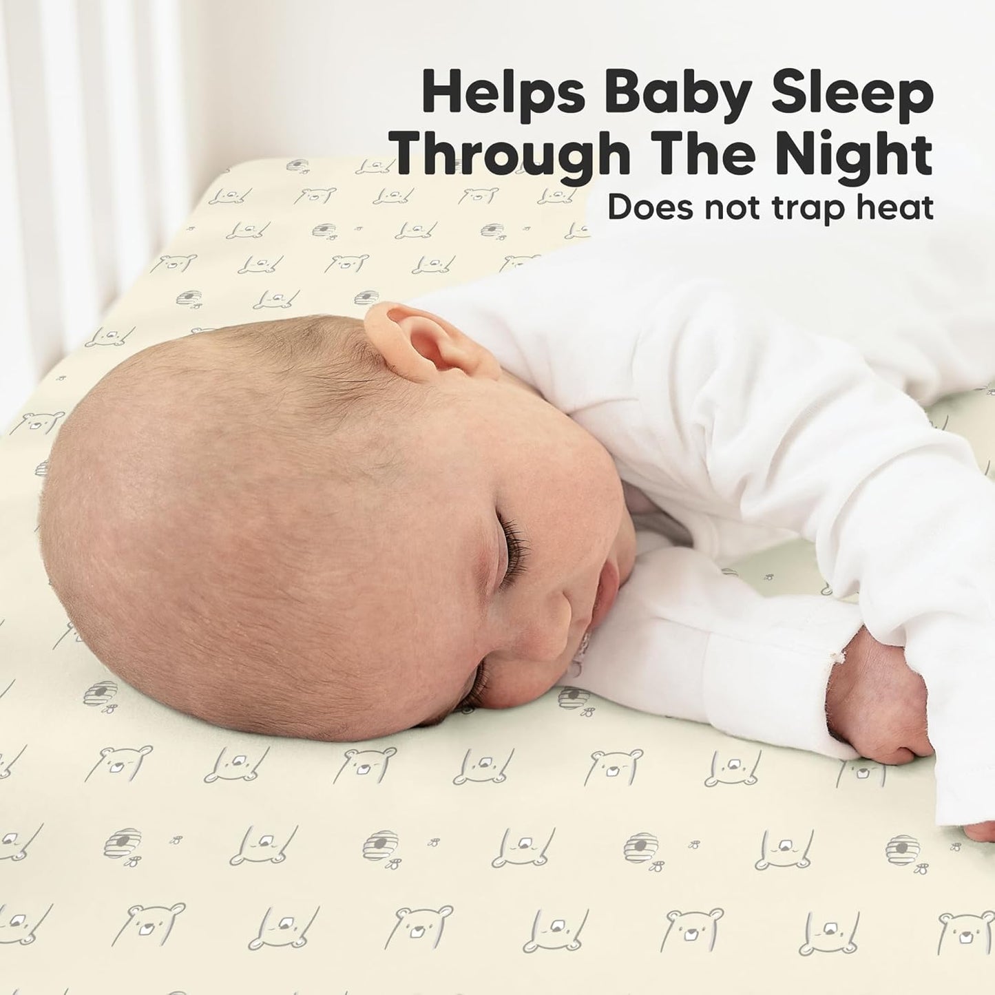 KeaBabies 2-Pack Organic Crib Sheets for Boys, Girls - 52x28 Fitted Crib Mattress Sheet Neutral, Breathable Jersey Cotton Cover for Baby Bed, Toddler Mattress, Soft & Cute Prints (Bumble Bear)