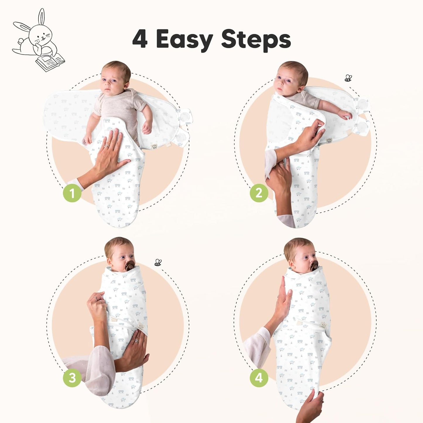 KeaBabies 3-Pack Organic Baby Swaddle Sleep Sacks - Swaddles for Newborns, Infant 0-3 Months, Baby Girls, Boys, Soft & Snug Newborn Sleep Sack, Nursery Swaddling Blankets (Excavation)