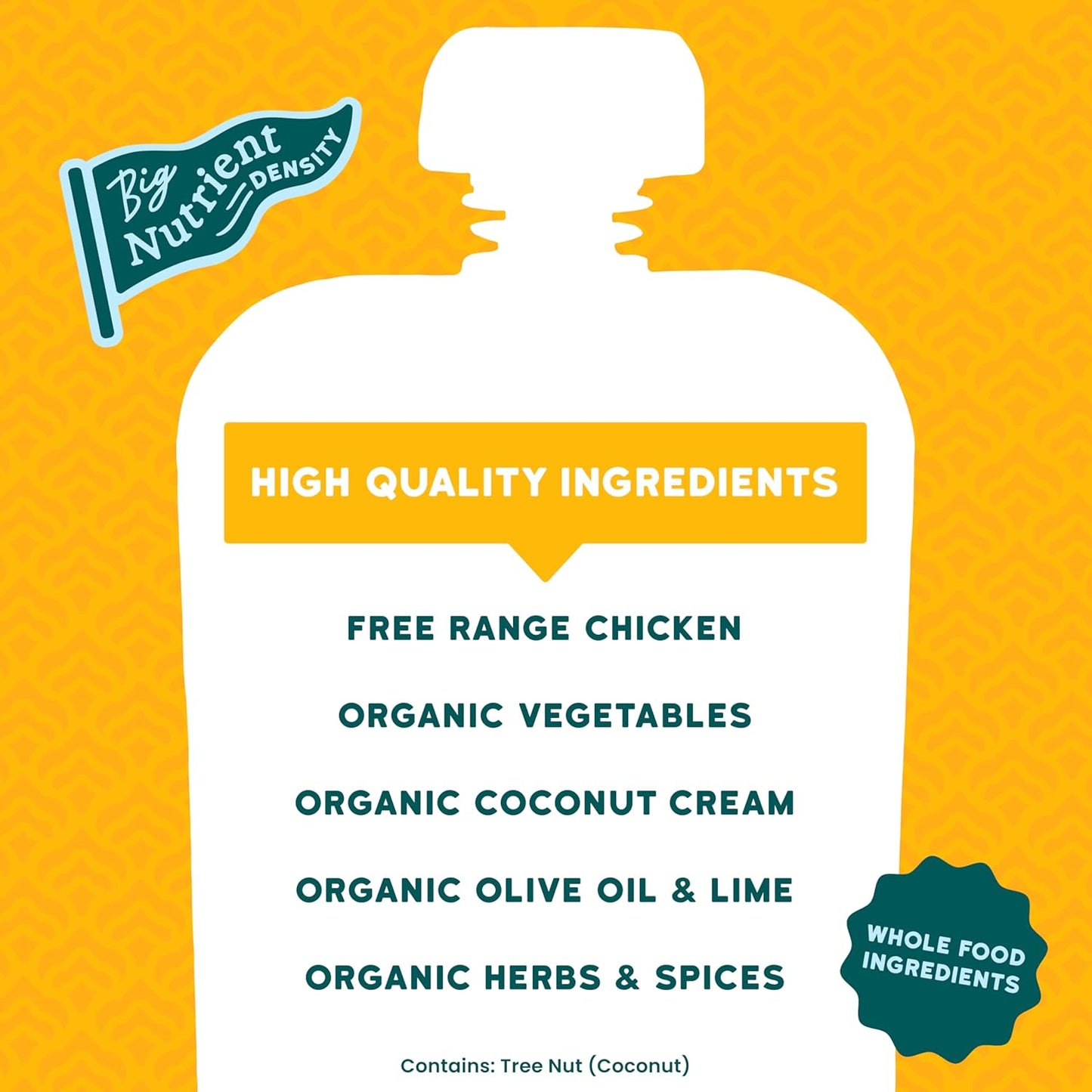 Serenity Kids 6+ Months Baby Food Pouches Chicken Coconut Curry Puree - Ethically Sourced Chicken & Non-GMO Veggies - BPA-Free for Baby Food Pouch - 3.5 Oz, 6 Pack