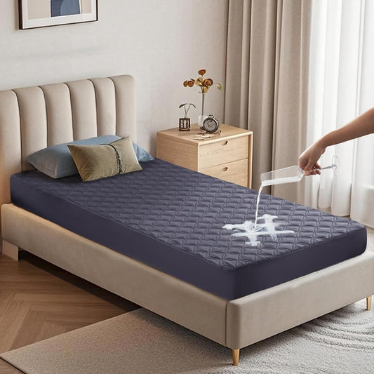 BEDLORE Waterproof Mattress Protector, Twin XL Size Noiseless Mattress Pad with Deep Pocket 6"-15" Depth, Soft Breathable Bed Mattress Cover Washable for Home, Bedroom, Hotel (Navy Blue)